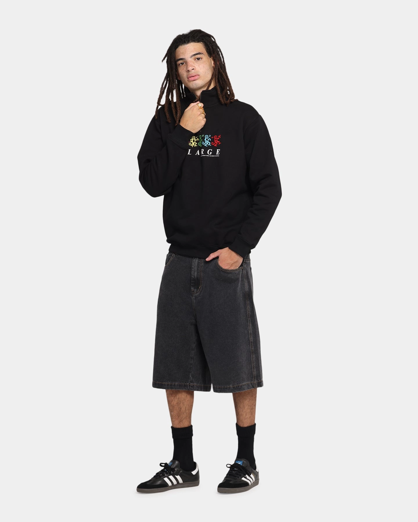 Classic Knit Design Warm Look X-Large Funky Quarter Zip Crewneck Black