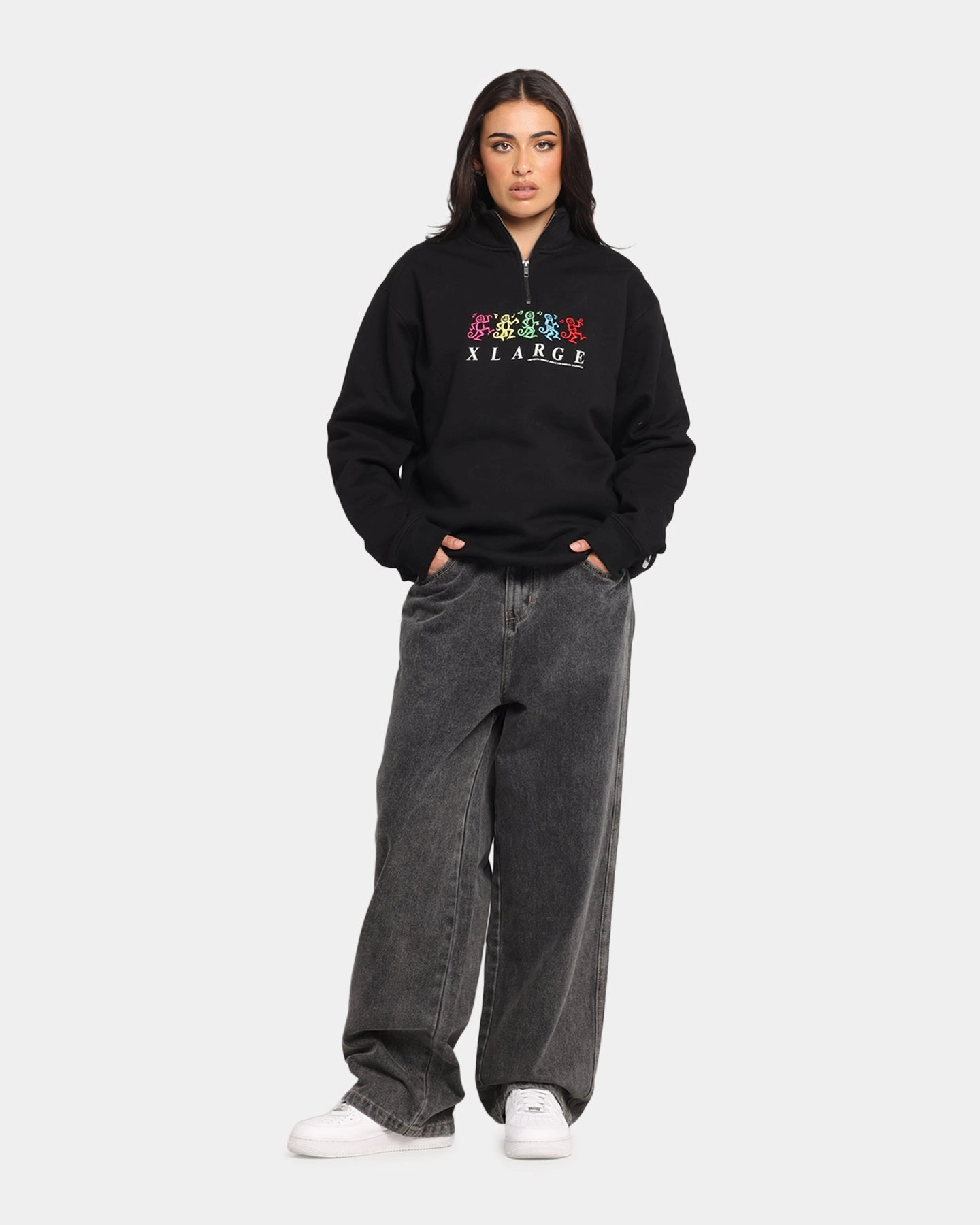 X-Large Funky Quarter Zip Crewneck Black Snuggle Ready