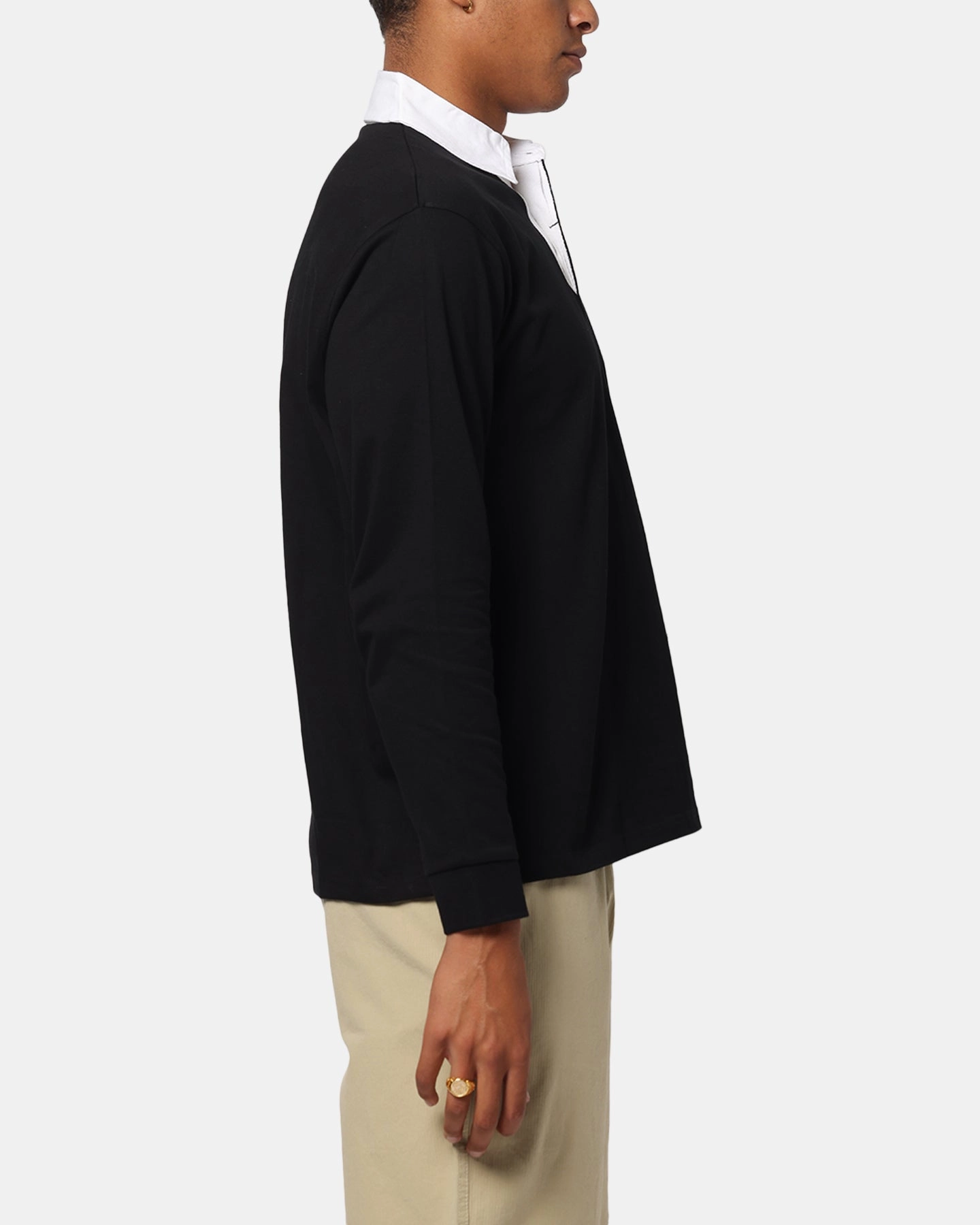 X-Large LA Shield Rugby Polo Shirt Black Monochrome Style Smart Layering