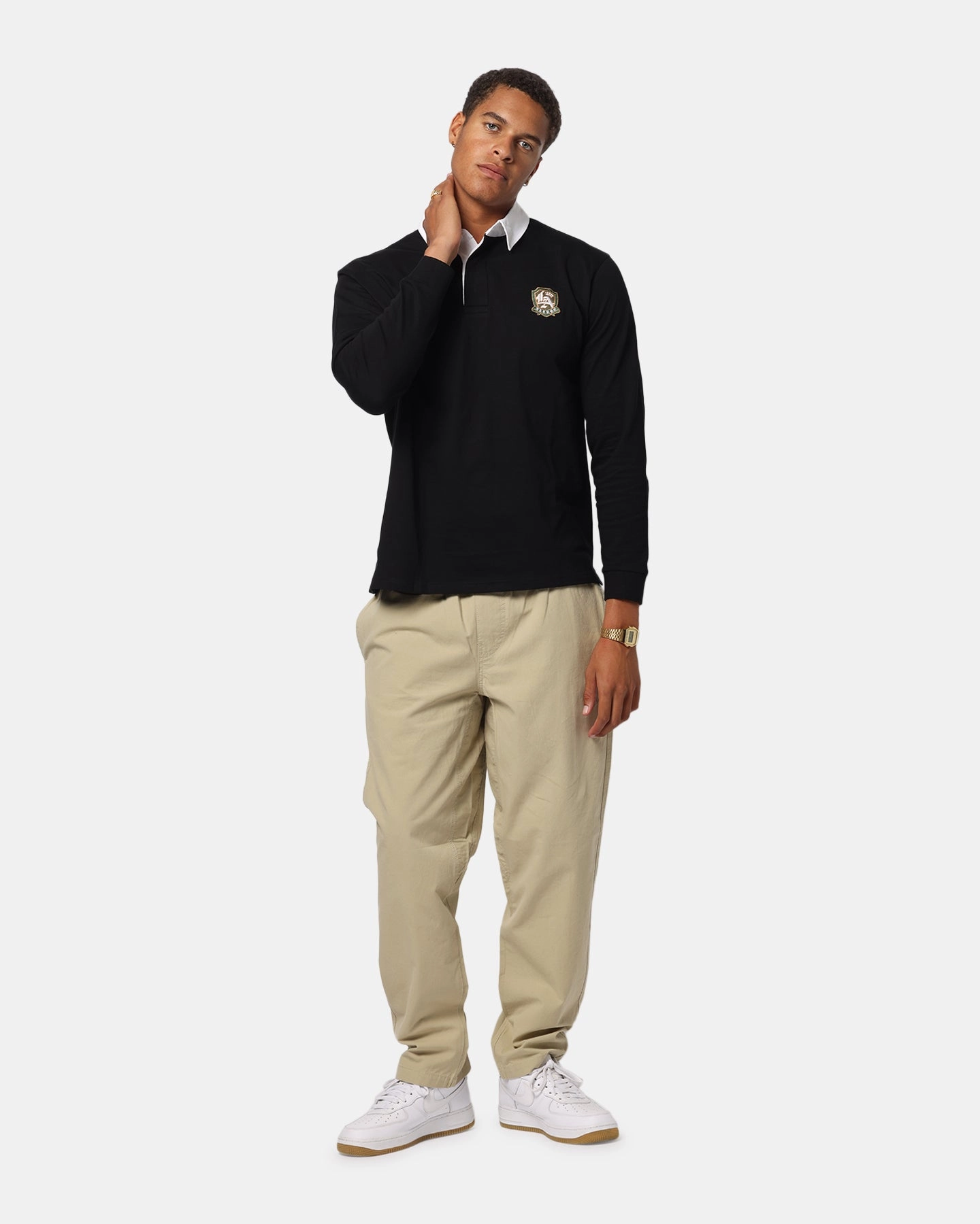 X-Large LA Shield Rugby Polo Shirt Black Urban Explorer Spring Collection