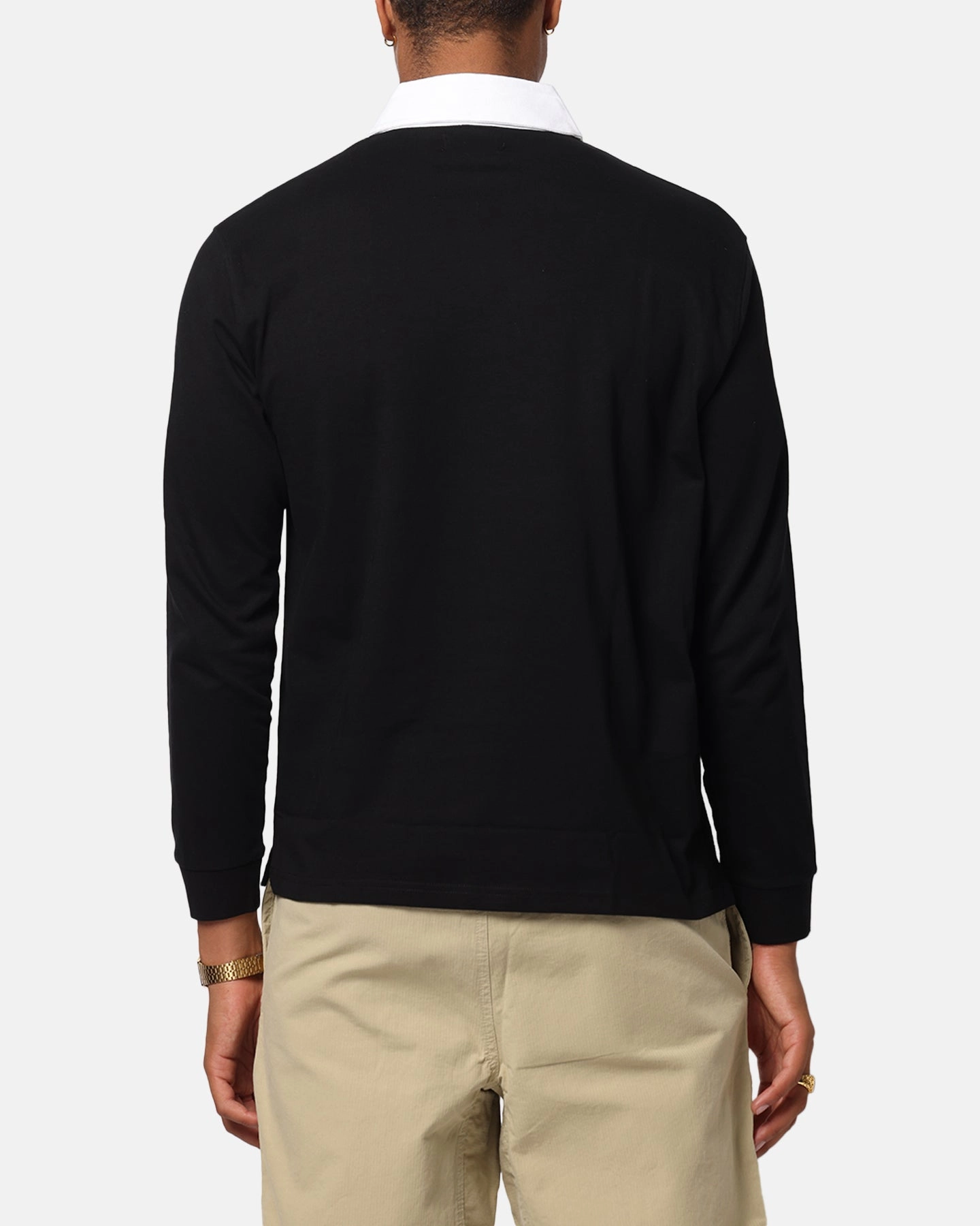 X-Large LA Shield Rugby Polo Shirt Black Office To Outing SweatResistant Inner Layer