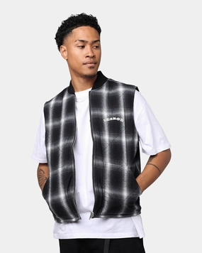 nylon Eco Friendly Insulation X-Large Ombre Plaid Reversible Vest Black