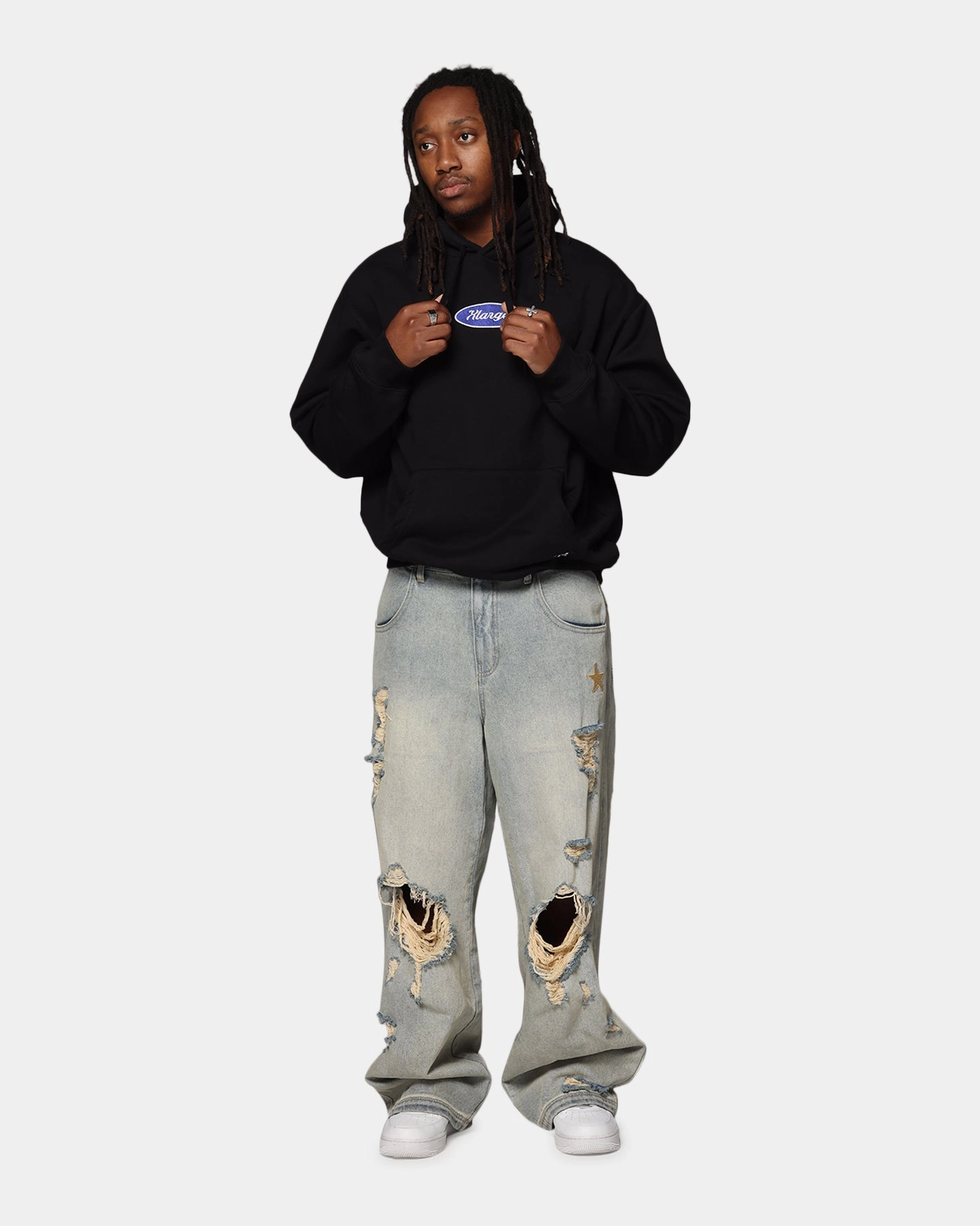 Matching Set Sun wear X-Large Oval Script Hoodie Black