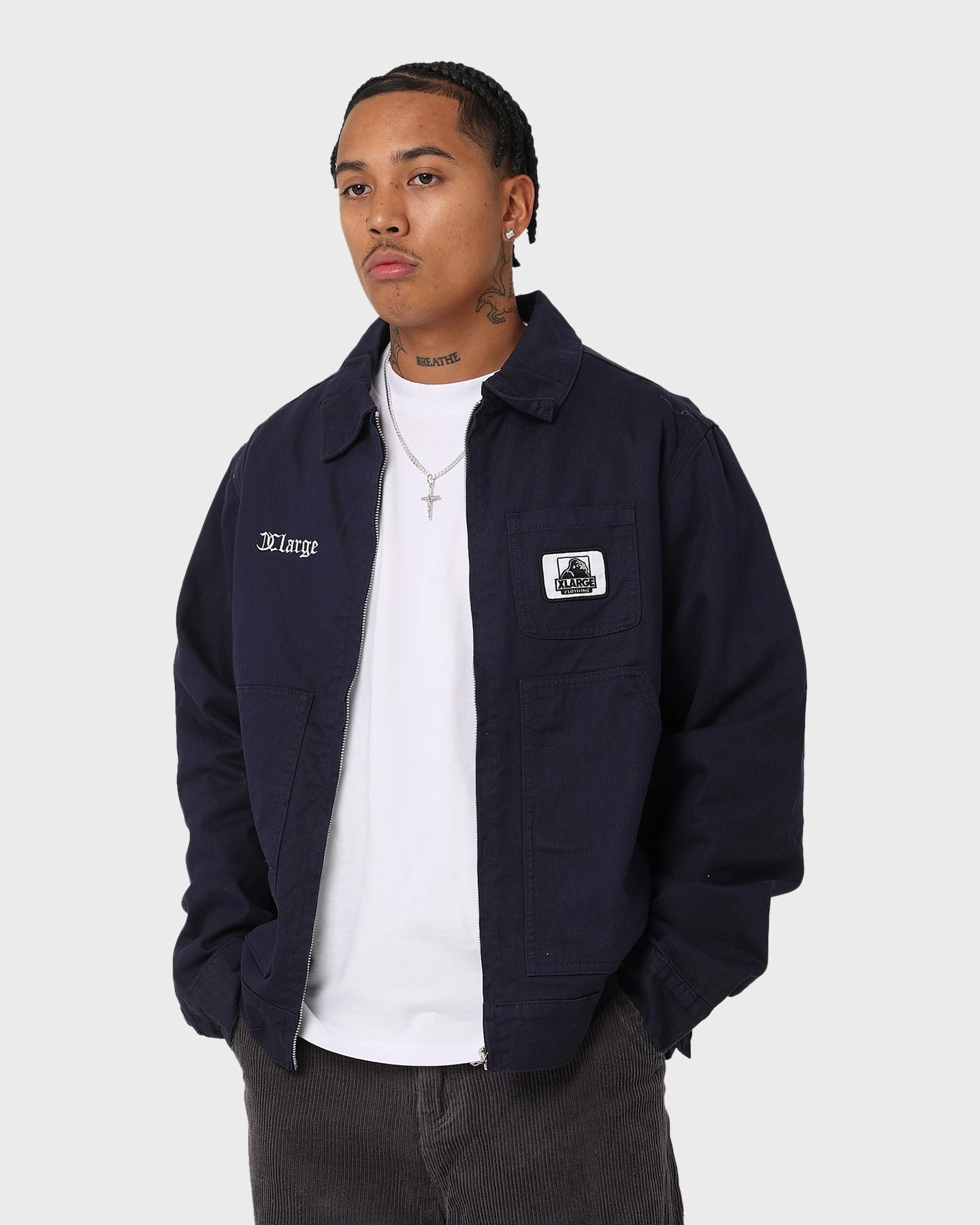 X-Large Patch Work Jacket Navy Anti Static Finish