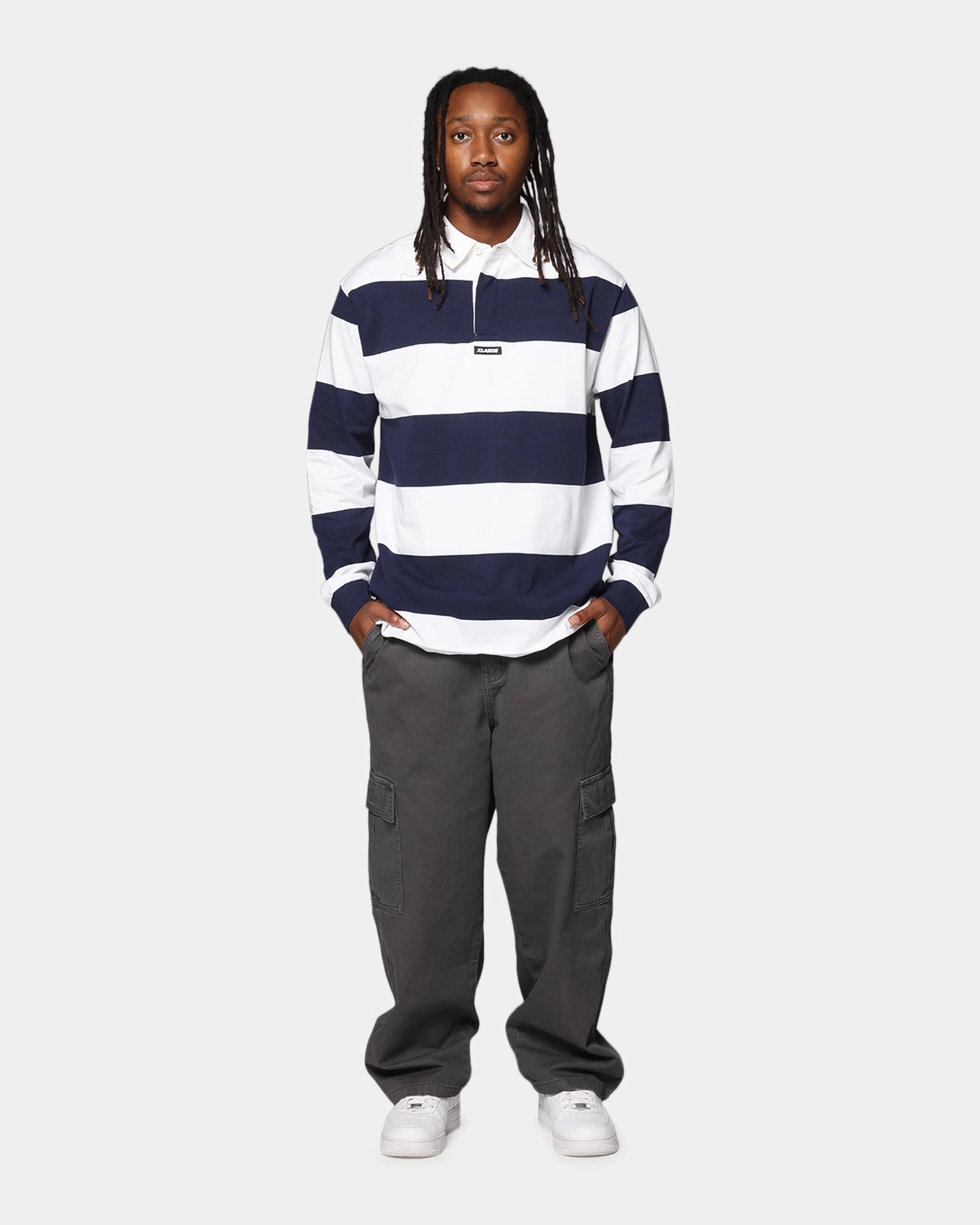 Casual Friday X-Large XL Stripe Rugby Jersey Navy