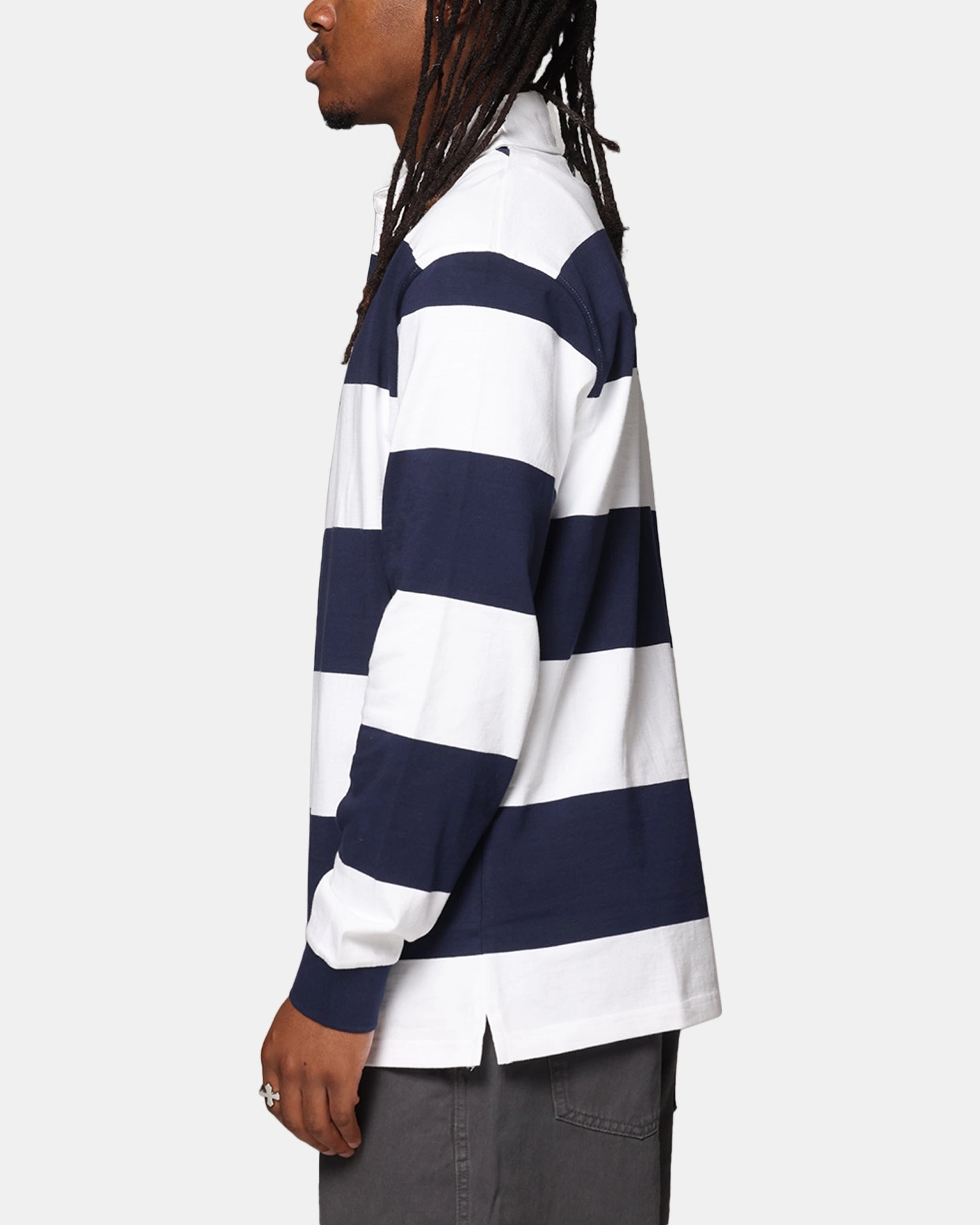 Performance Wear Button Down Collar X-Large XL Stripe Rugby Jersey Navy