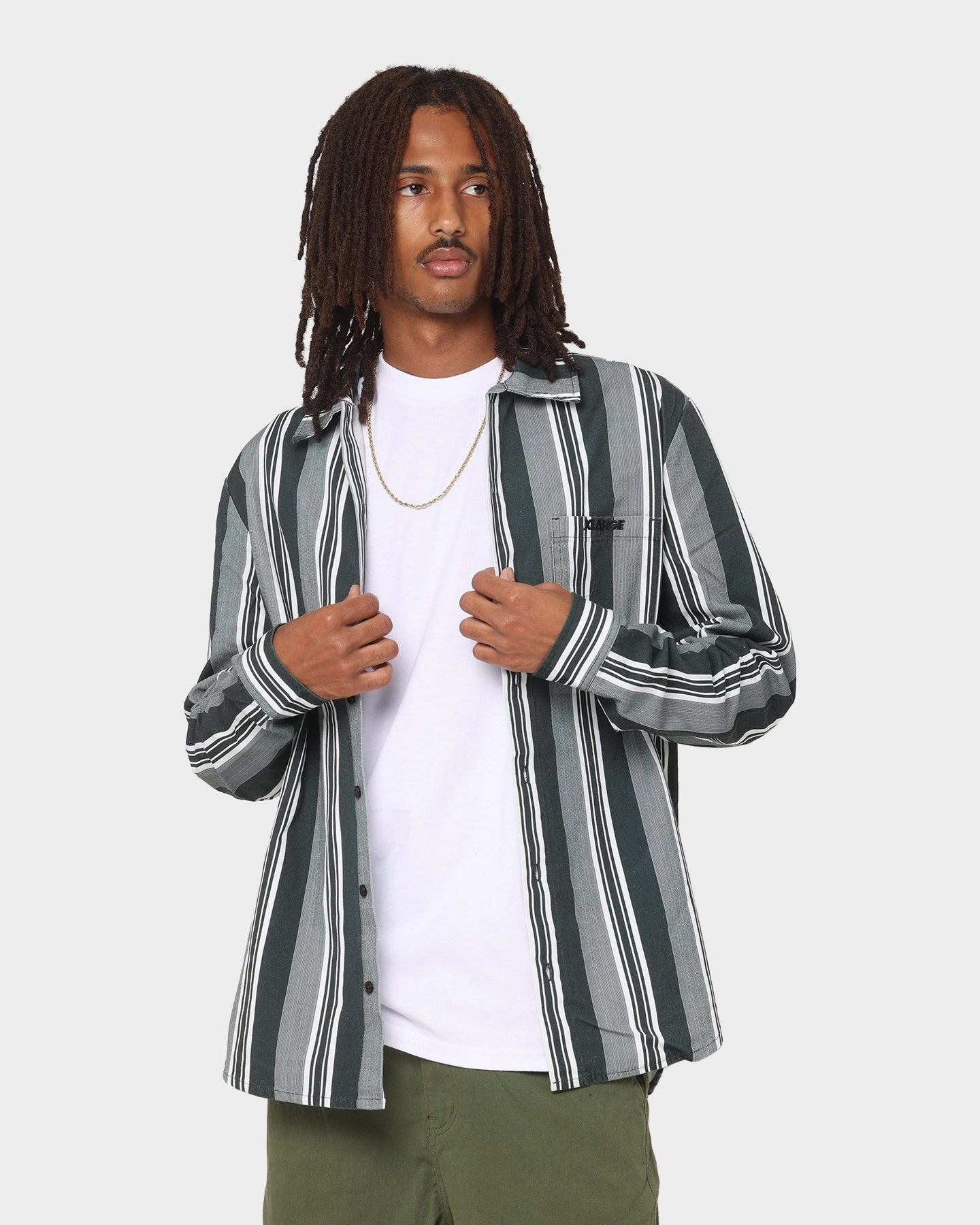 Layering Fashion XLARGE Life Long Sleeve Shirt Green/White