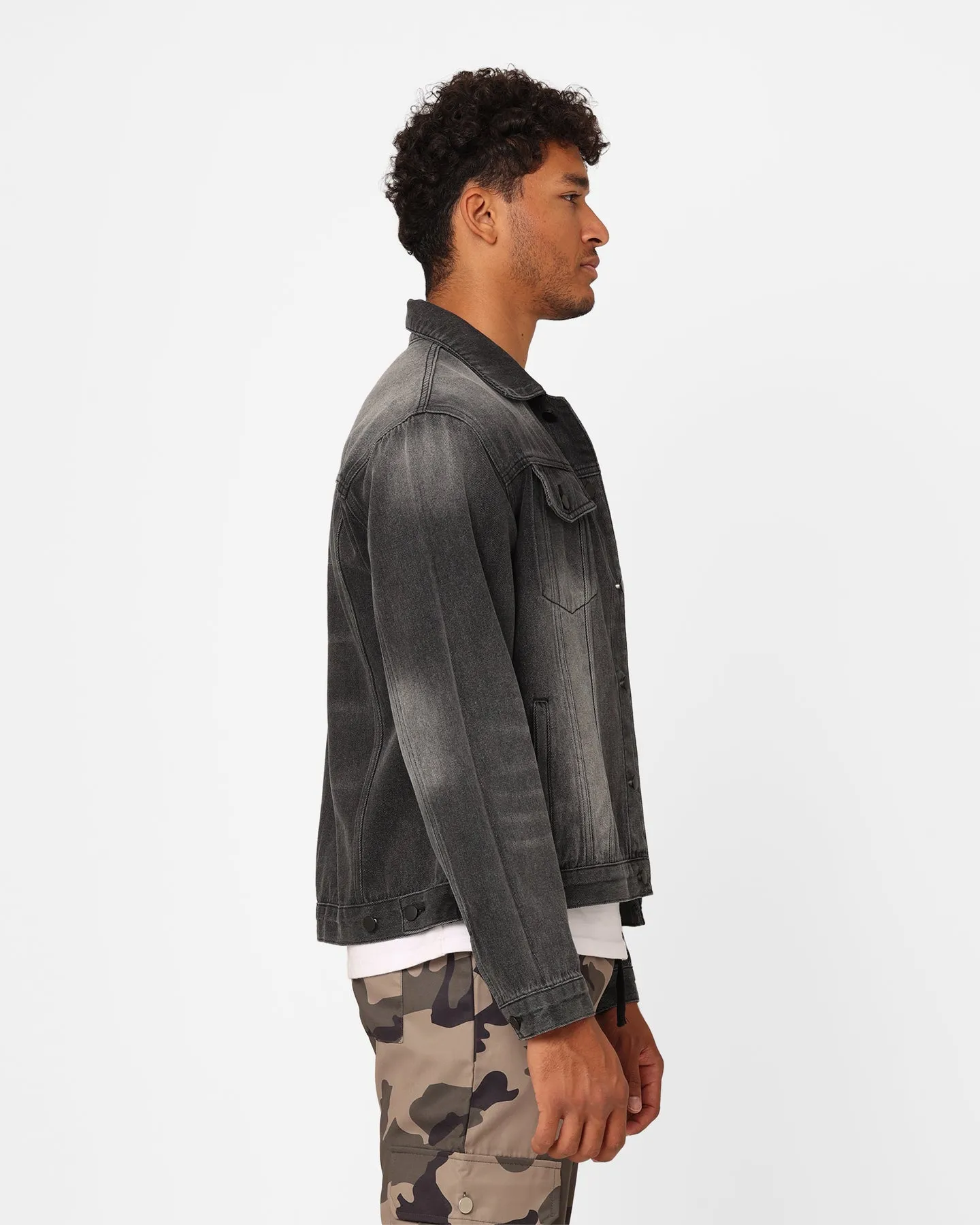 XXIII Cooper Denim Jacket Black Acidwash Suede Paper