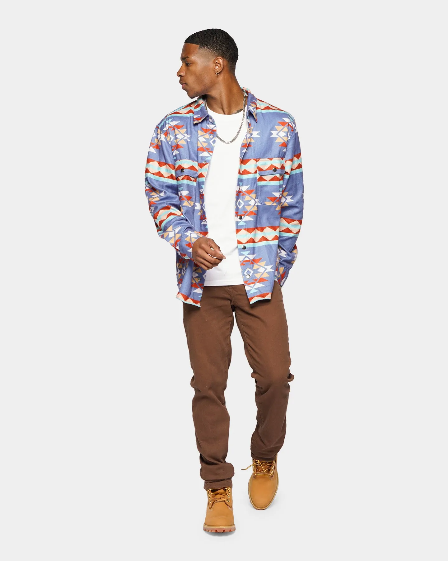 XXIII Navajo Shacket Multi Light Reflective Logos Patience