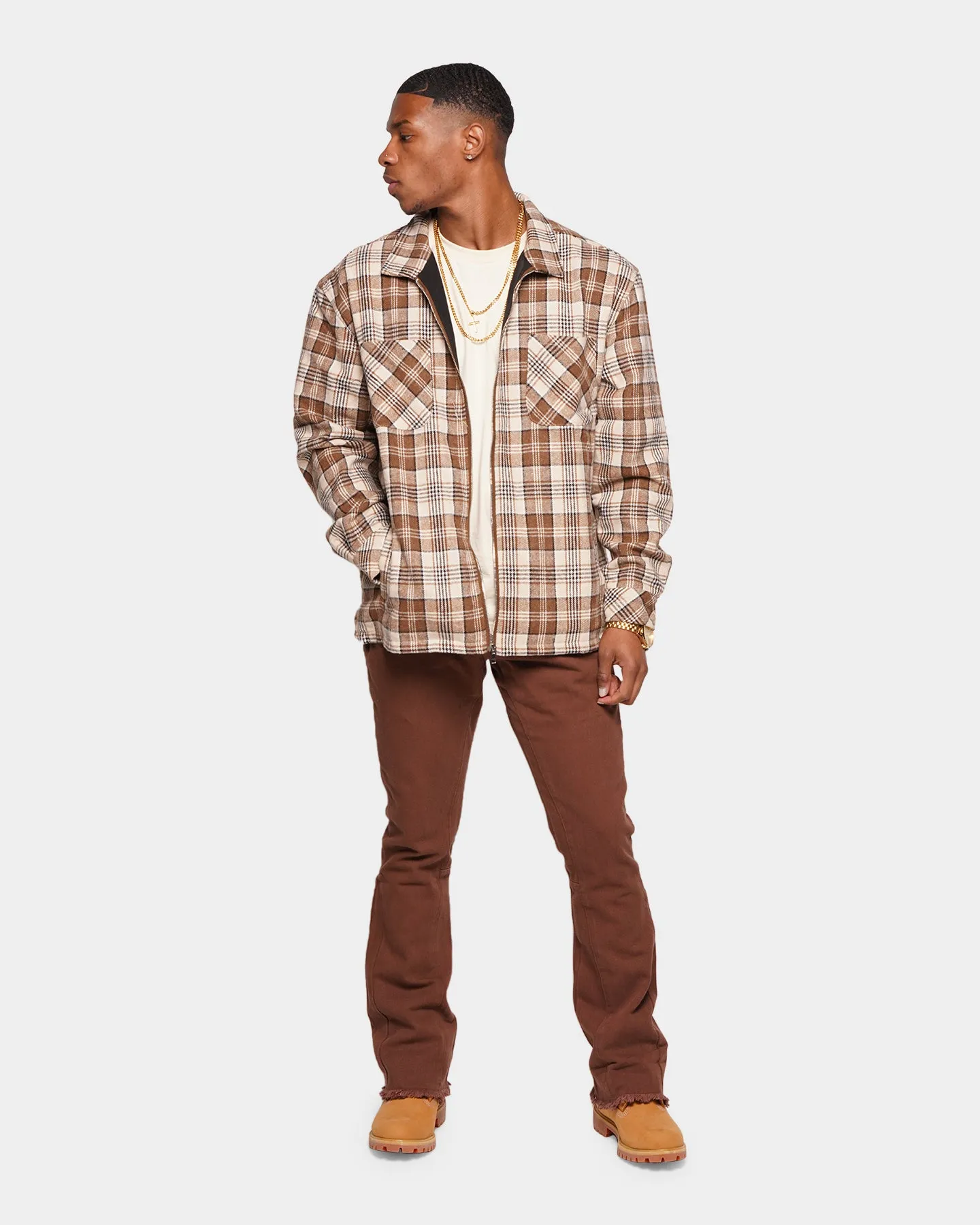 XXIII Soren Plaid Bomber Jacket Brown Durable Shield