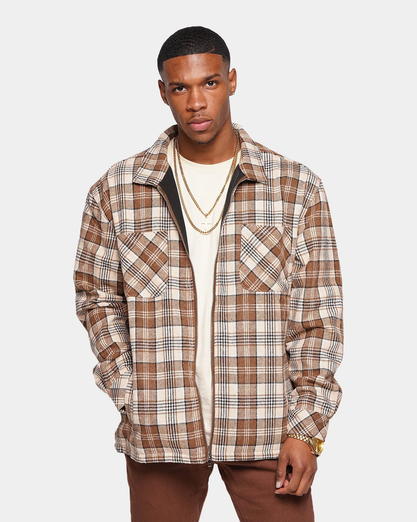 XXIII Soren Plaid Bomber Jacket Brown Compression Friendly Fit Choice