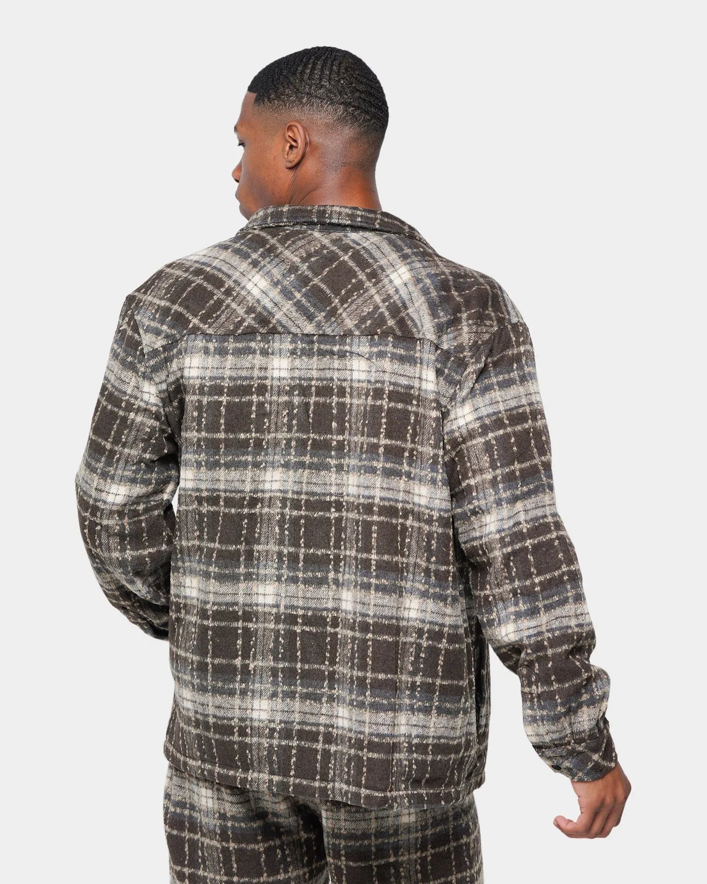 XXIII Vitus Zip Up Flannel Shacket Brown Bill Ergonomic Design