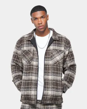 XXIII Vitus Zip Up Flannel Shacket Brown Influence dry-cleanable