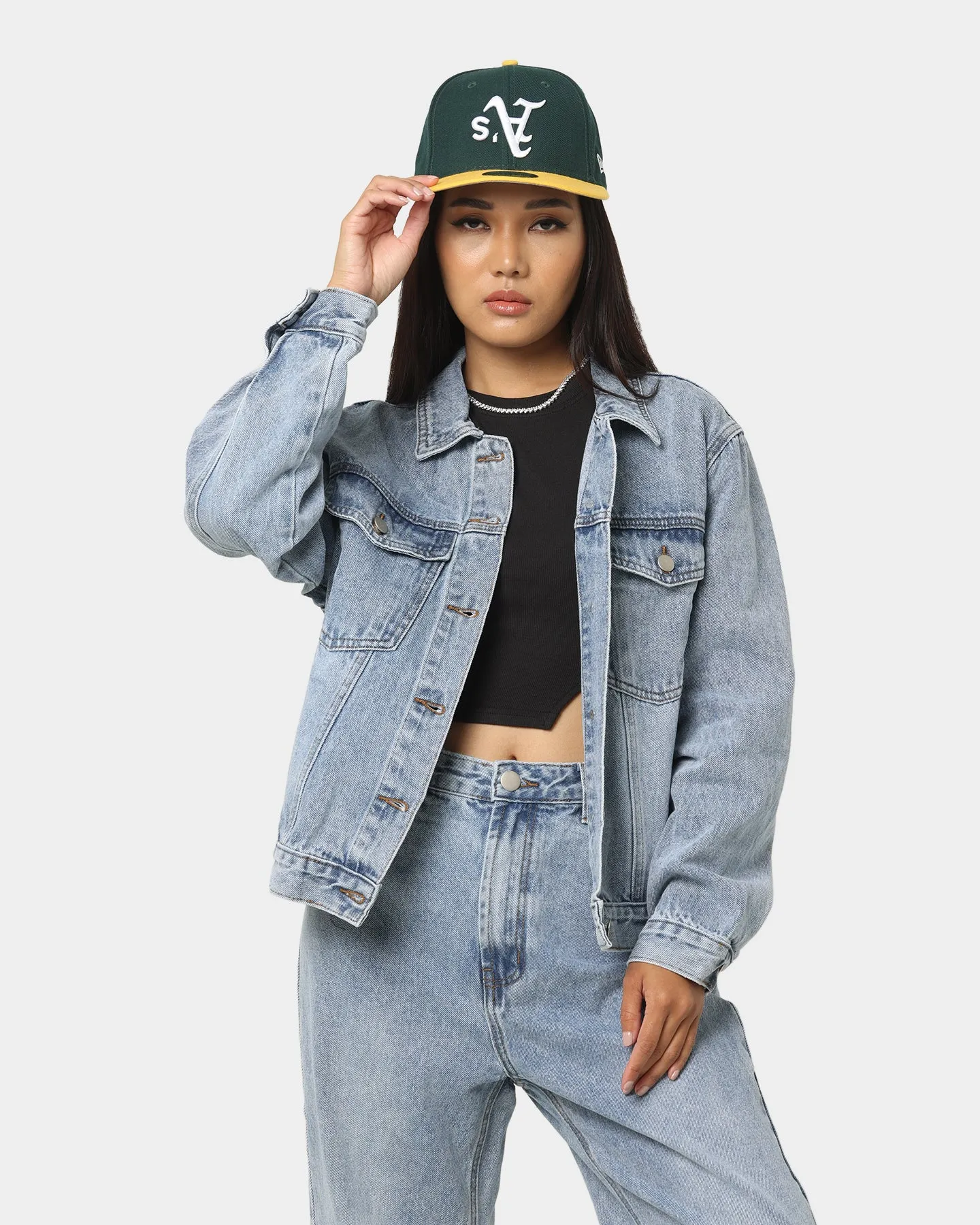 XXIII Women's Brittany Nineties Baby Jacket Washed Blue Checkered