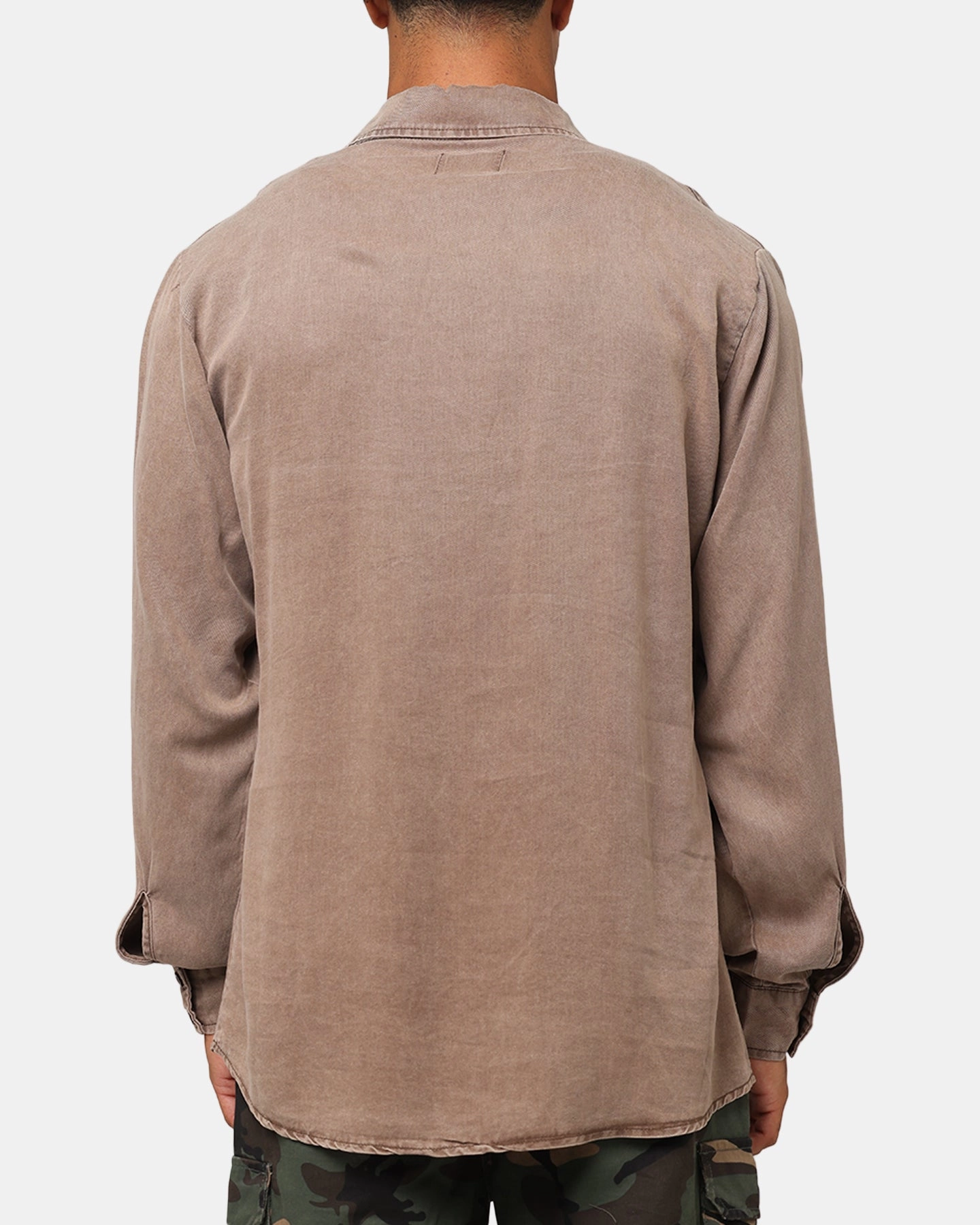 XXIII Acid Wash Button Up Over Shirt Washed Brown Holiday Travel