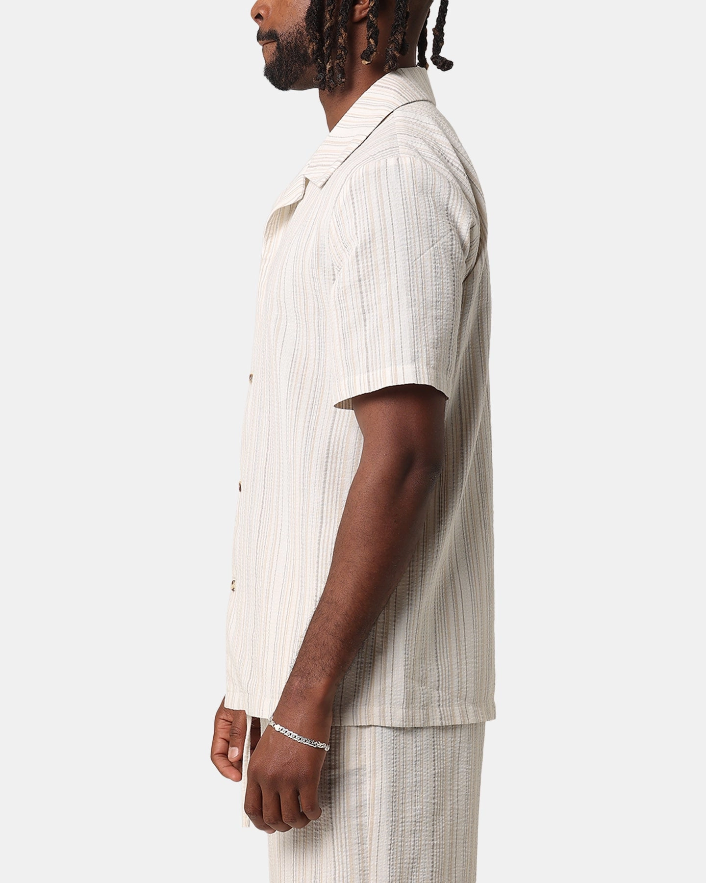 XXIII Alejandro Button Up Shirt Cream/Tan Wrinkle Free Care Streetwear