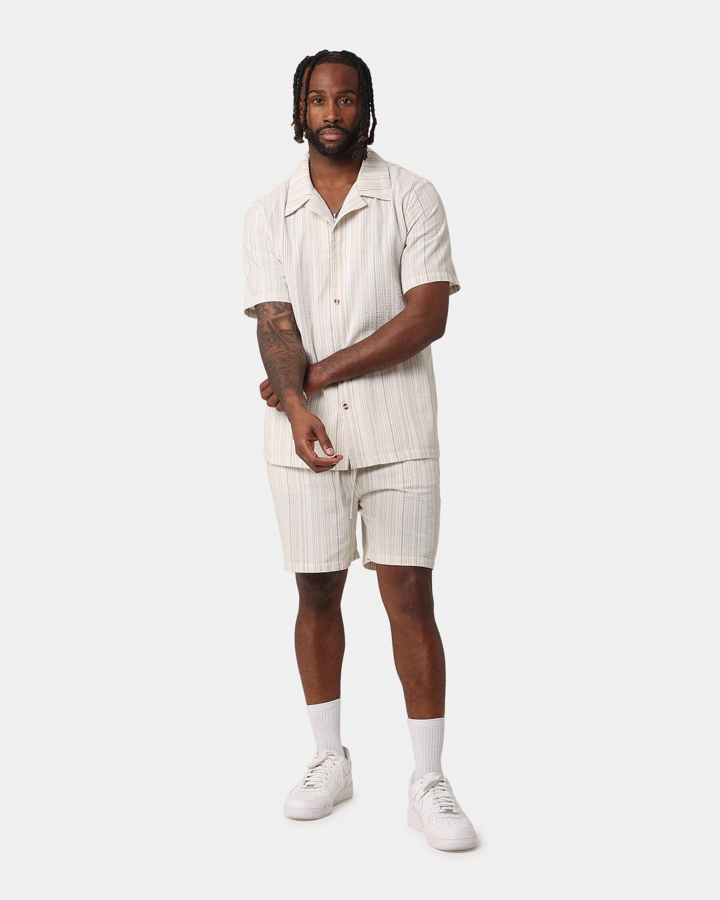 XXIII Alejandro Button Up Shirt Cream/Tan High-Quality Fabric Neutral Colors