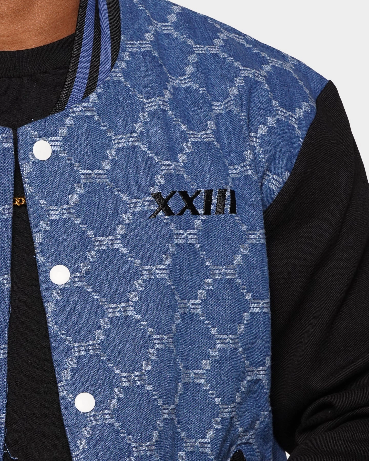 XXIII Athy Denim Baseball Jacket Blue/White waist length Program