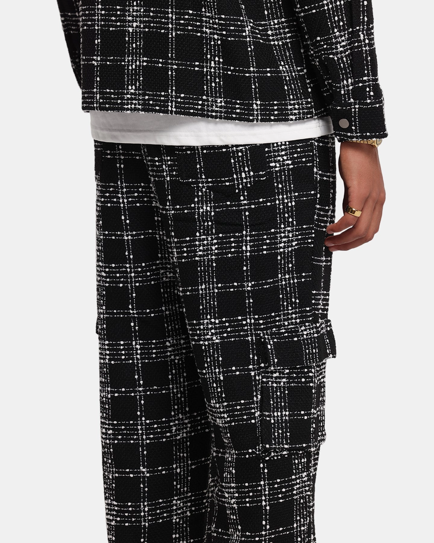 All Day Fit Quick Drying XXIII Boucle Tweed Cargo Pants Black/White
