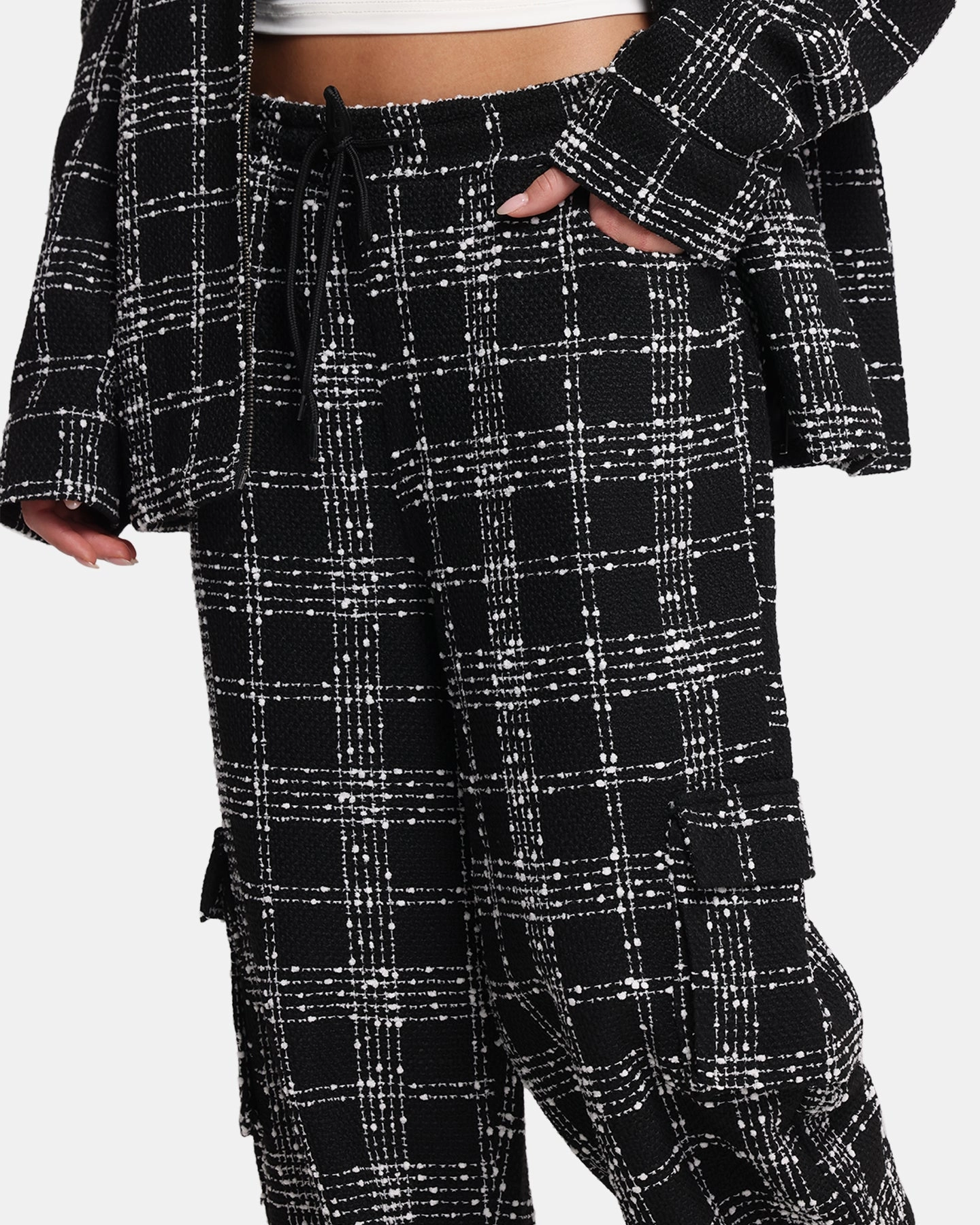 Soft Structure XXIII Boucle Tweed Cargo Pants Black/White