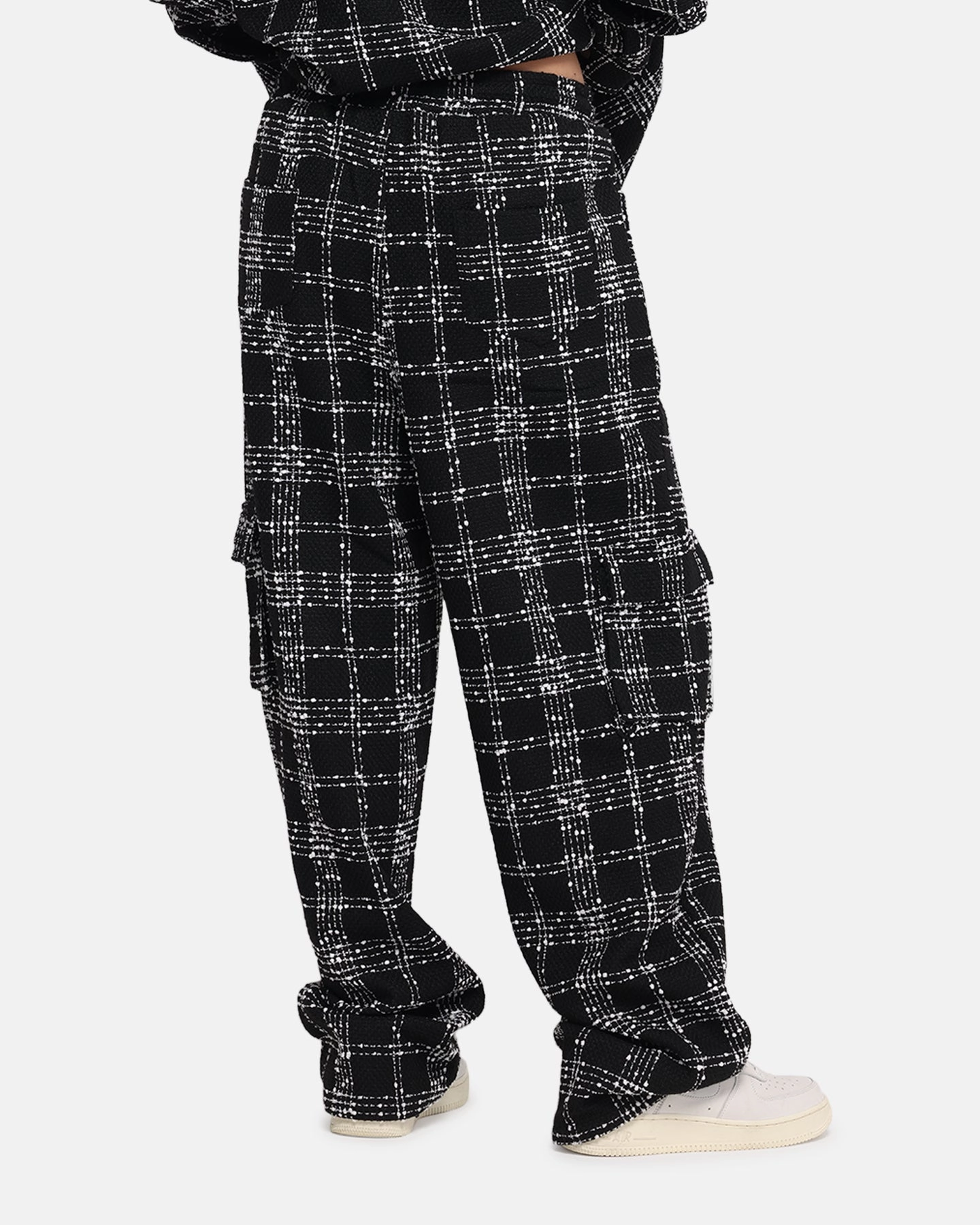 XXIII Boucle Tweed Cargo Pants Black/White Durable Fit Freedom Move