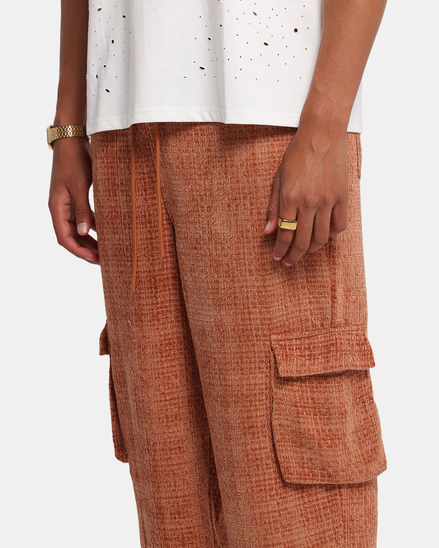 XXIII Boucle Tweed Cargo Pants Rust Freedom Move