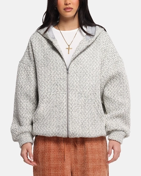 XXIII Boucle Tweed Zip Hoodie Grey Marle Odor Resistant Coating