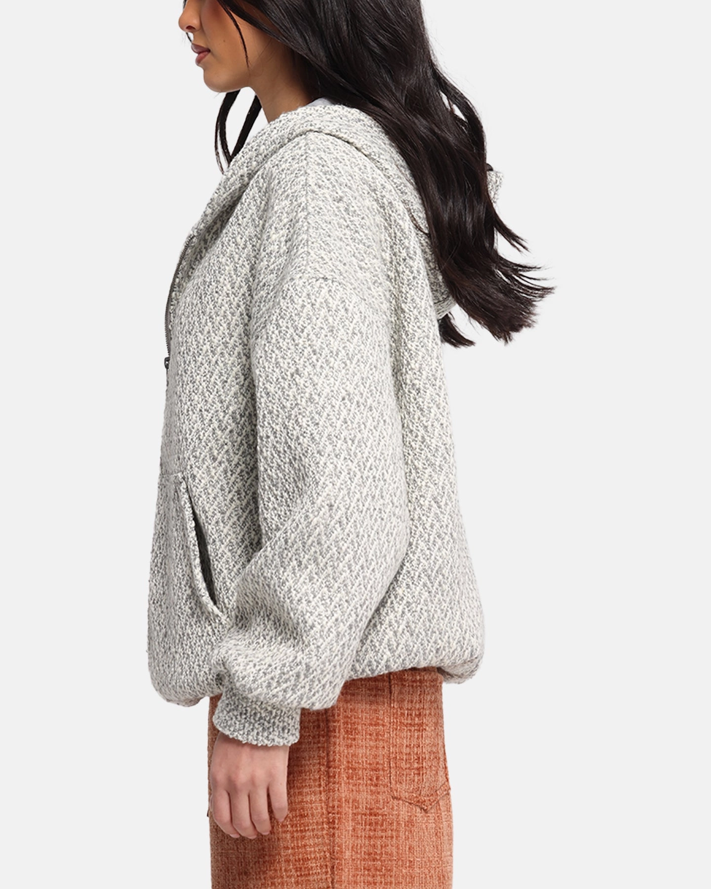 XXIII Boucle Tweed Zip Hoodie Grey Marle Shopping wear Giraffe like