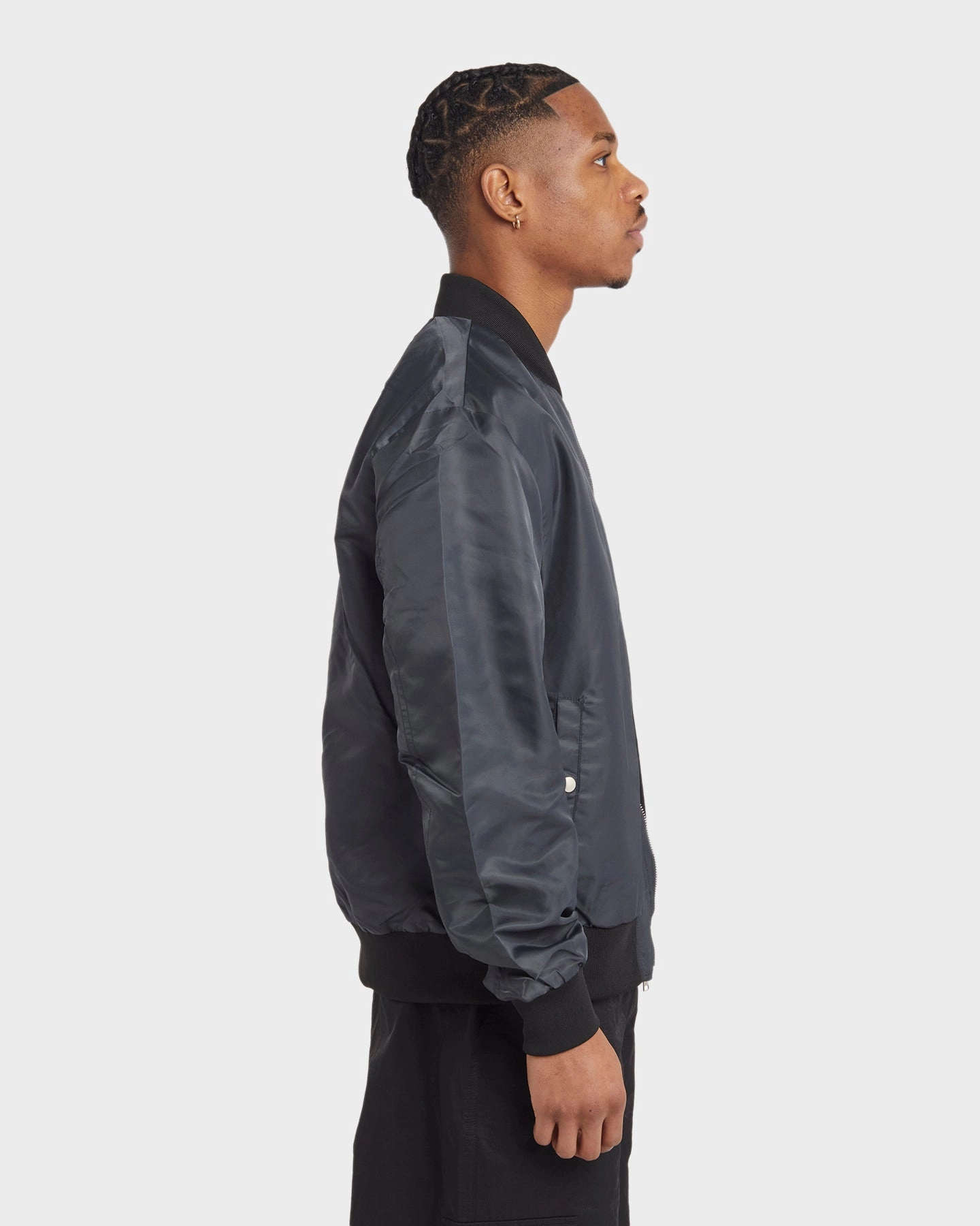 Slimming Oversized Fit XXIII Caleb Bomber Jacket Charcoal