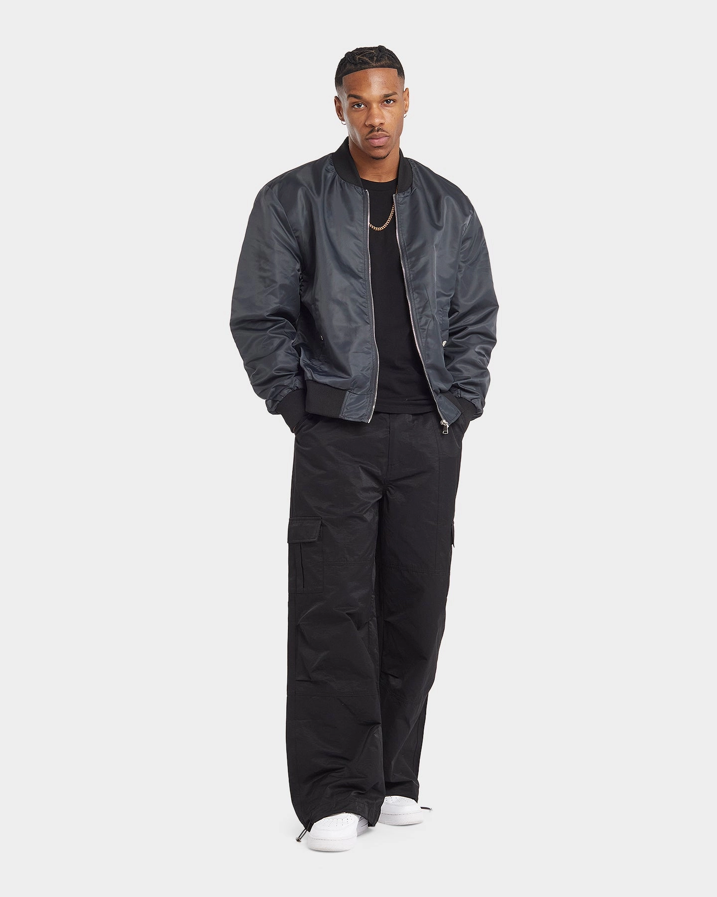 XXIII Caleb Bomber Jacket Charcoal Rugged Outerwear