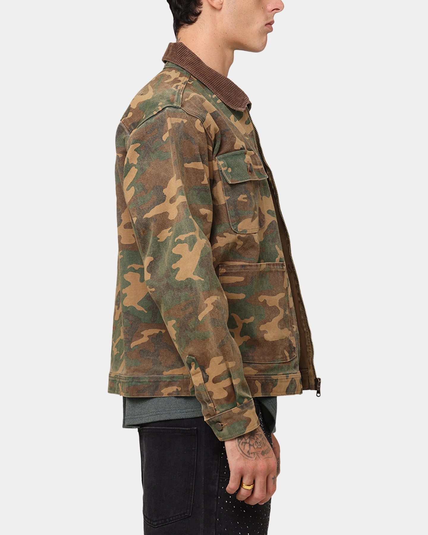 XXIII Camo Cargo Jacket Washed Green Camo Weather resistant Contacts