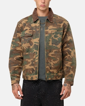 Infatuation Stylish Warmth XXIII Camo Cargo Jacket Washed Green Camo