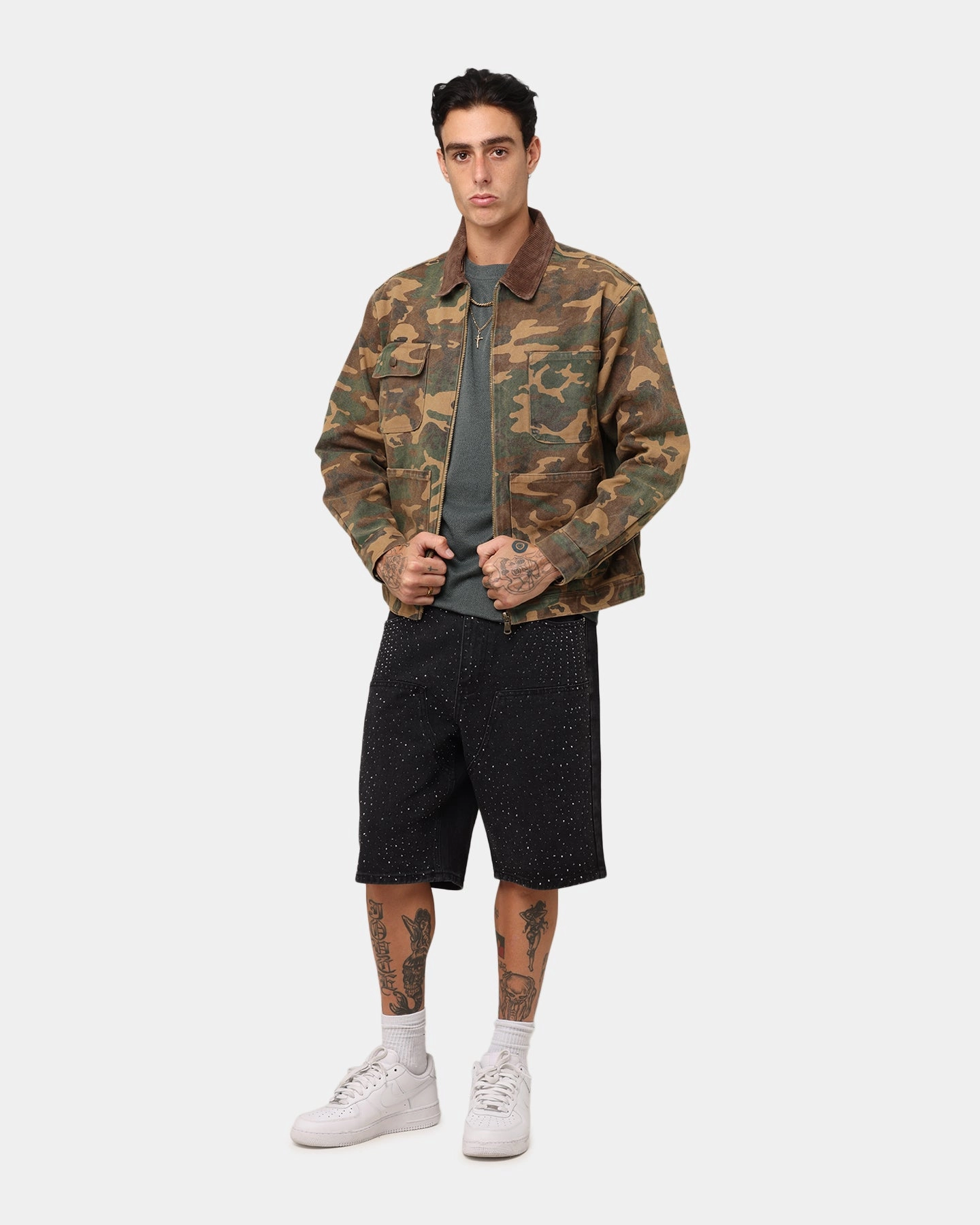 Wind Control XXIII Camo Cargo Jacket Washed Green Camo