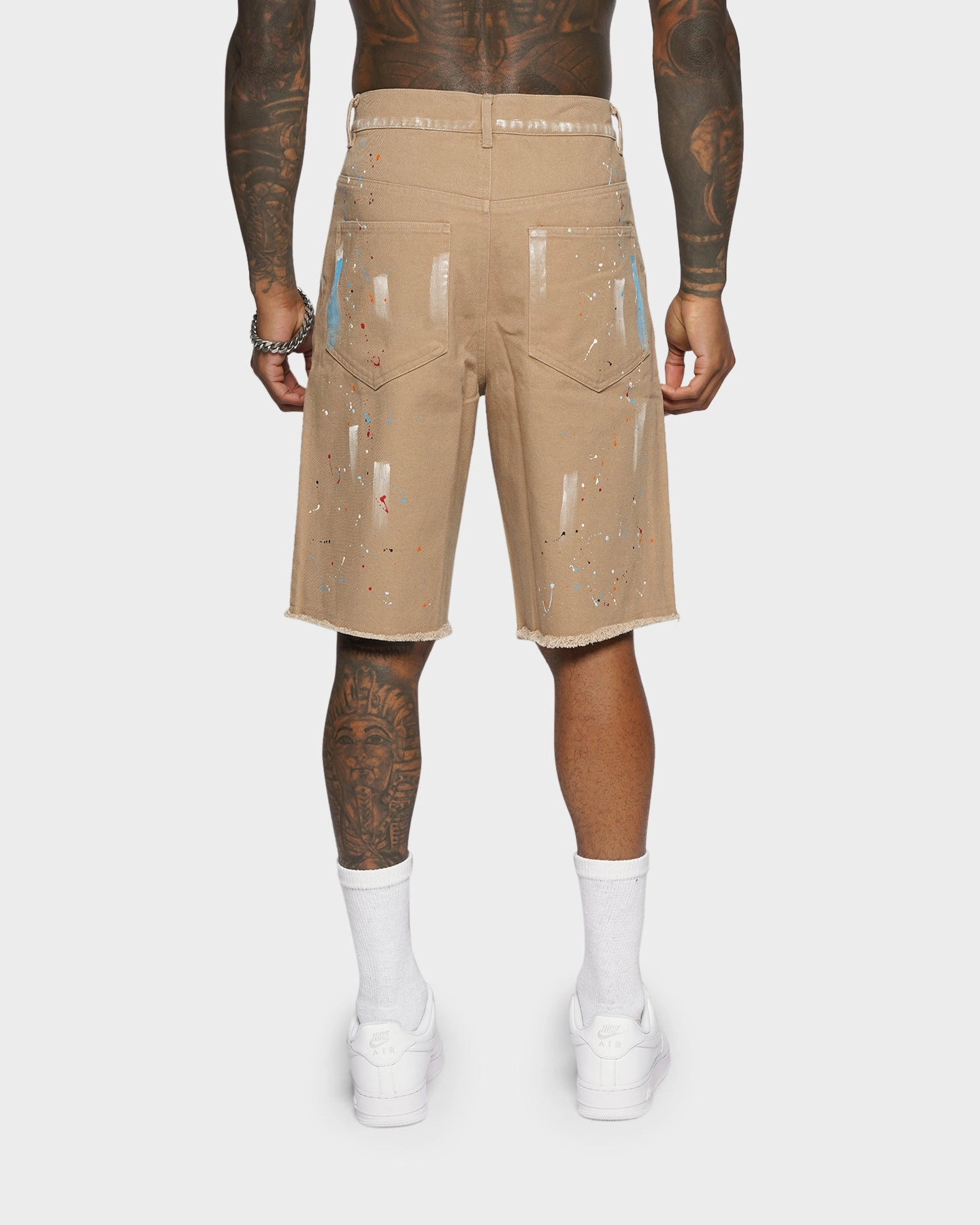 XXIII Cent Splatter Effect Shorts Beige Seamless construction swim shorts