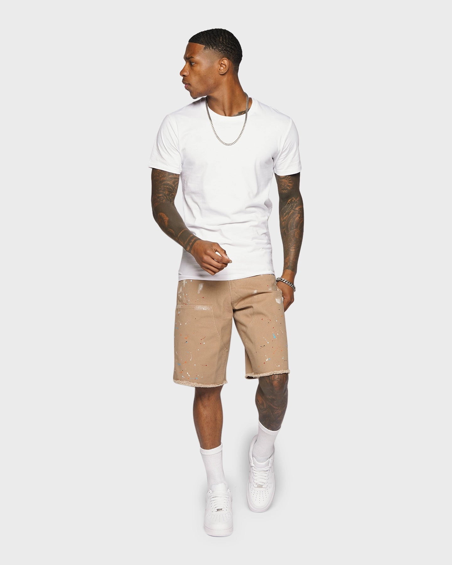 souvenir item XXIII Cent Splatter Effect Shorts Beige