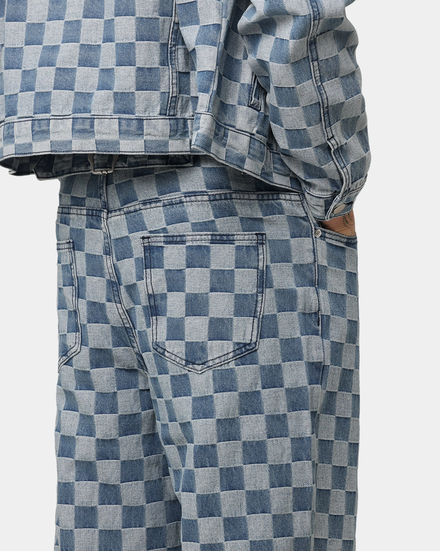 Fast Move Breathable wear XXIII Checker Board Denim Jeans Blue