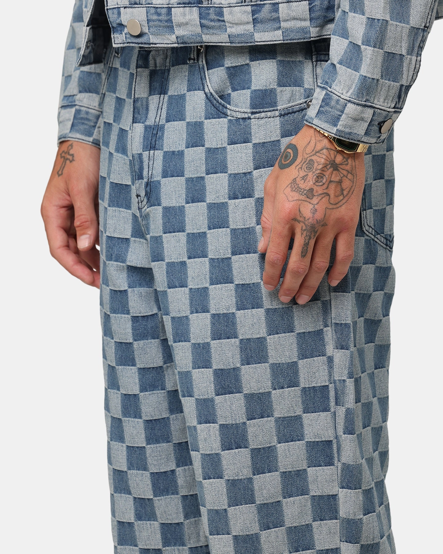 XXIII Checker Board Denim Jeans Blue Everyday Style Fast Move