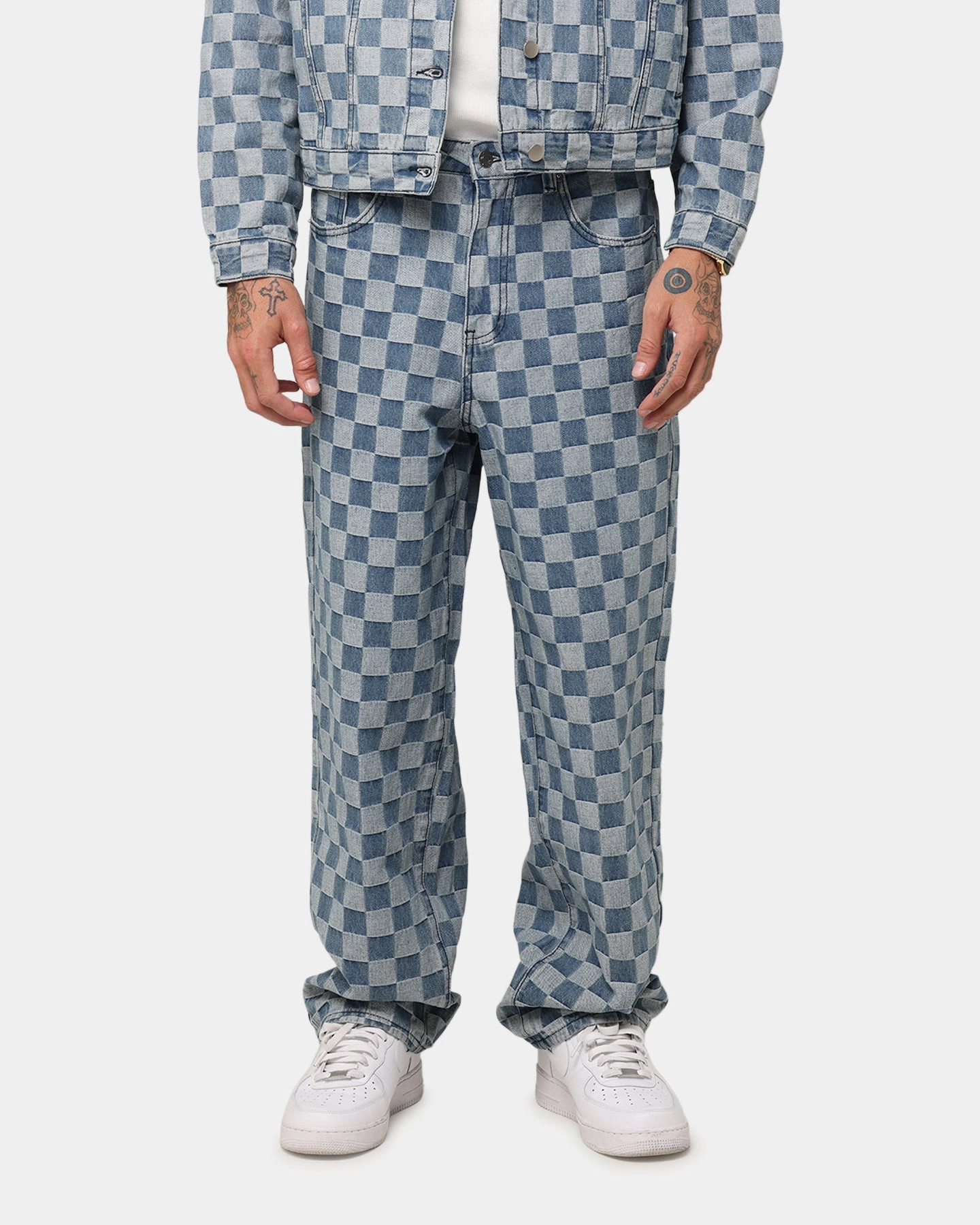 XXIII Checker Board Denim Jeans Blue Perfect Fit