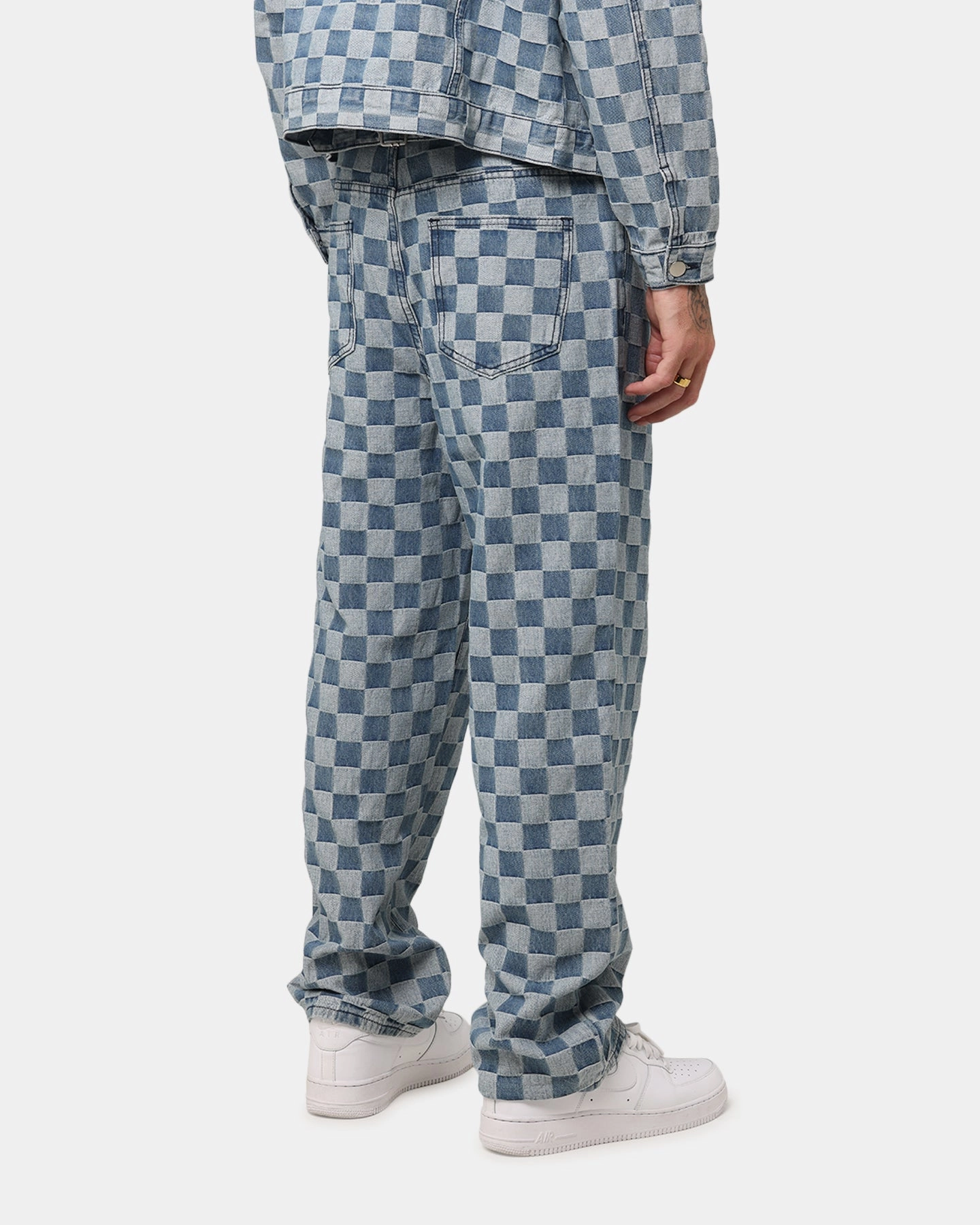 XXIII Checker Board Denim Jeans Blue Durable Waistband QuickDryTech