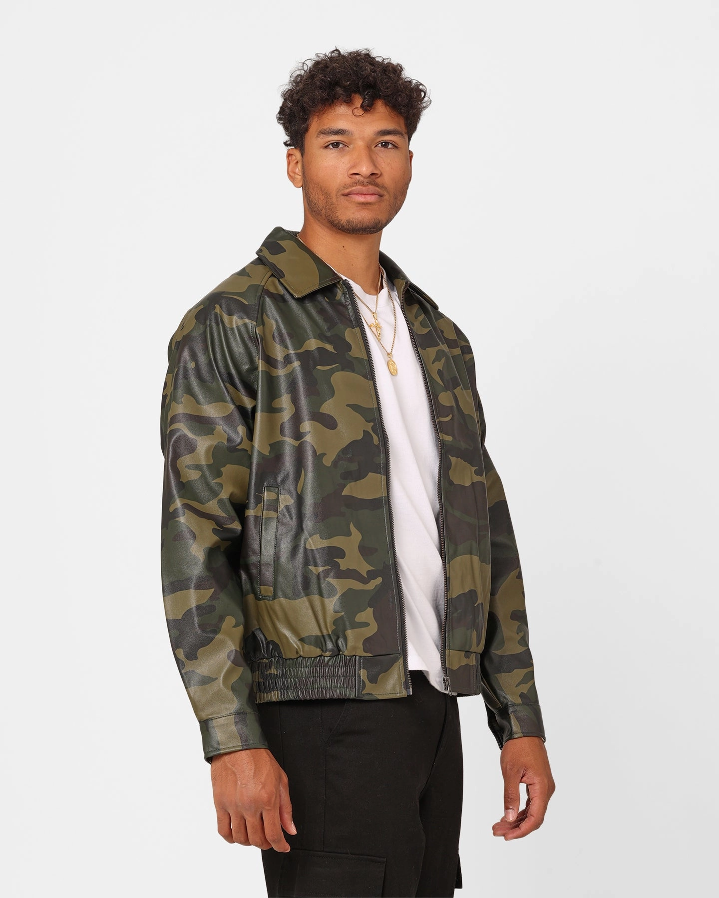 XXIII Cillian Camo PU Leather Jacket Camo Warm Shield Breathable Material