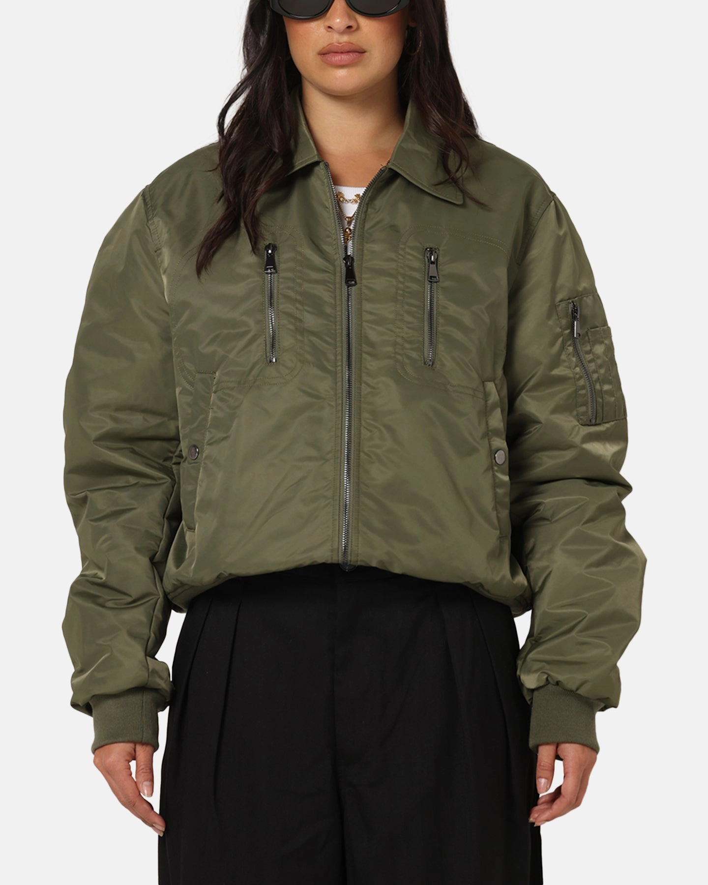 Daily Utility cultural festival XXIII Collared Bomber Jacket Khaki