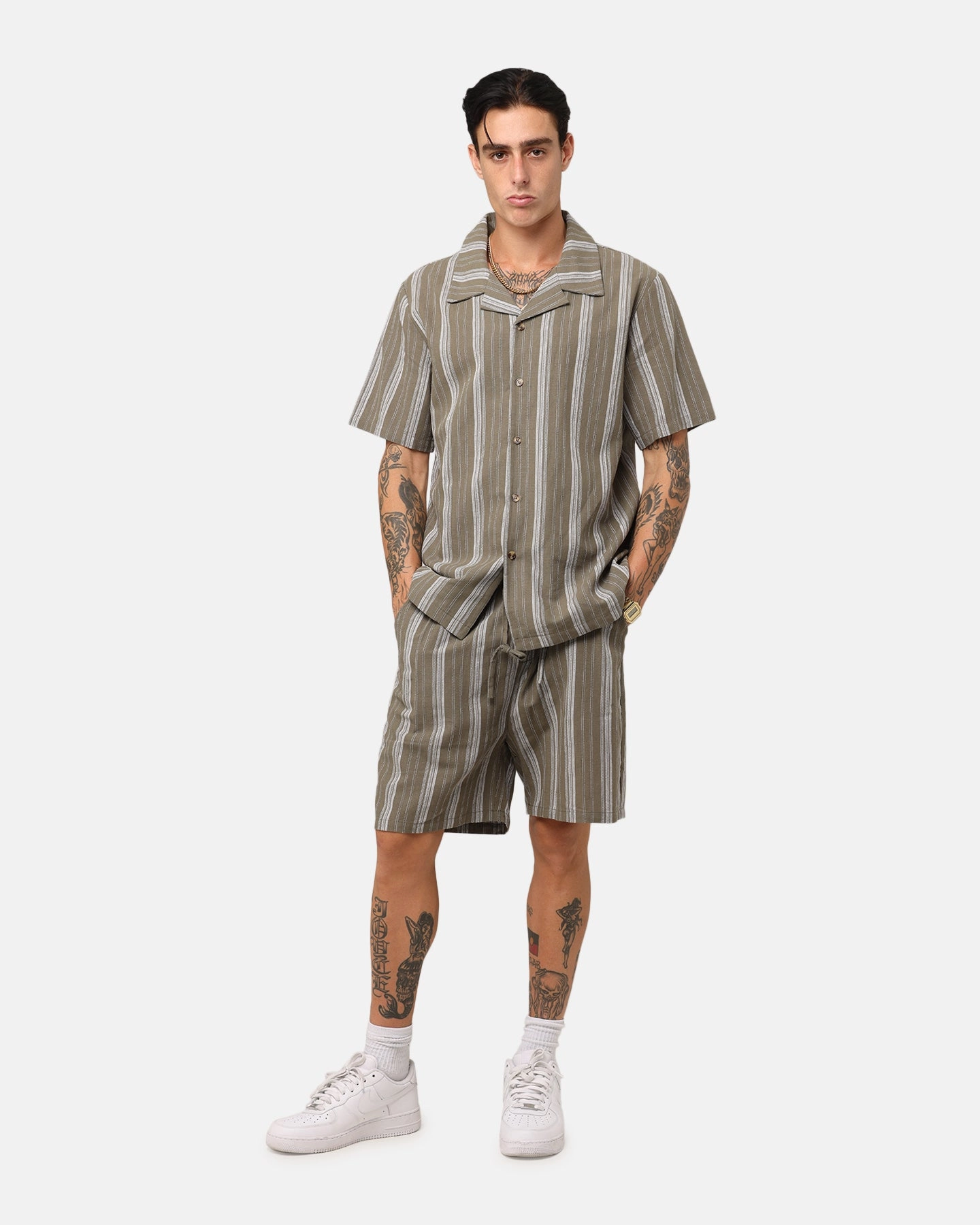 XXIII Condesa Linen Button Up Shirt Olive Odor Resistant