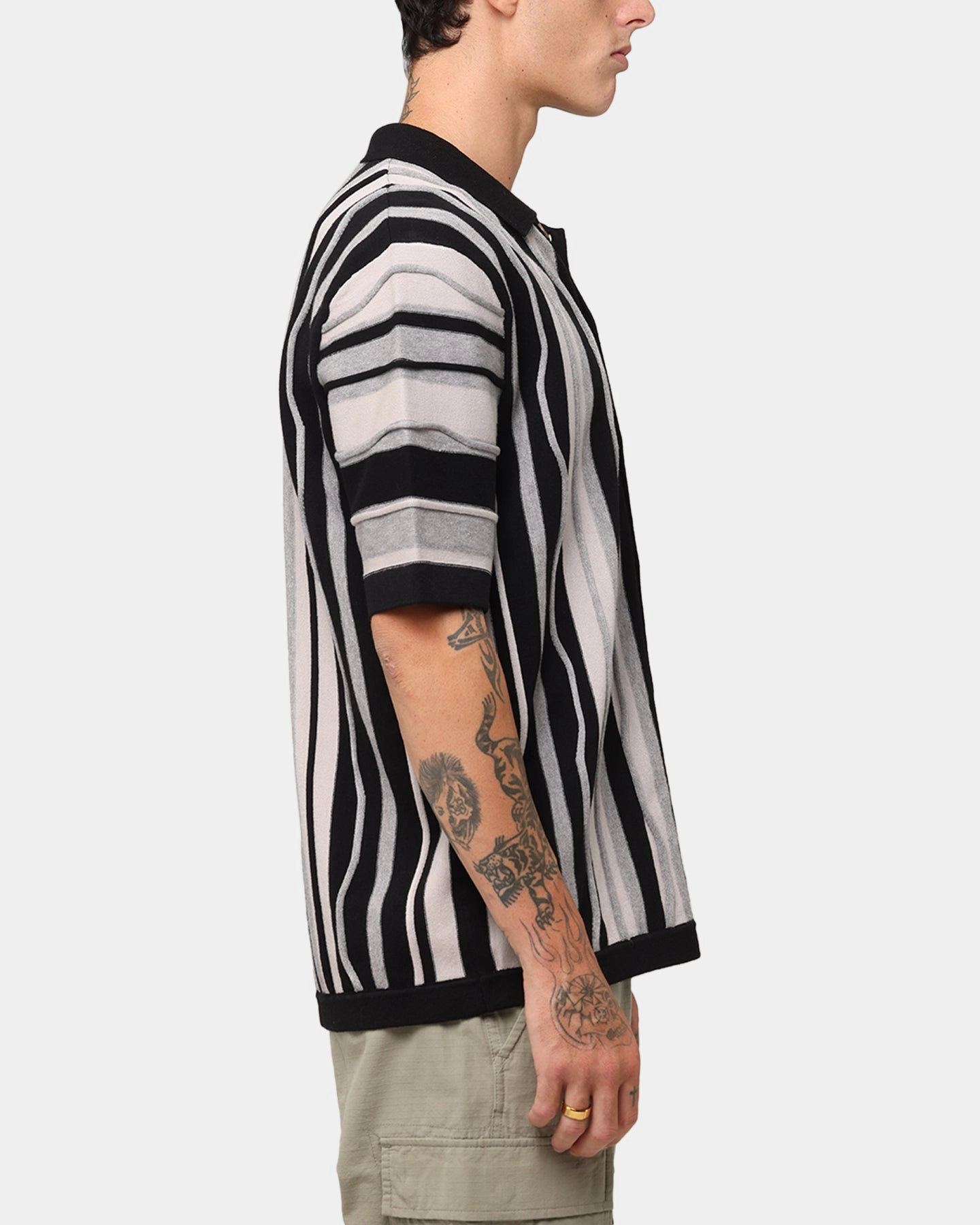 Mesh Insert XXIII Coogee Button Up Shirt Black/Grey