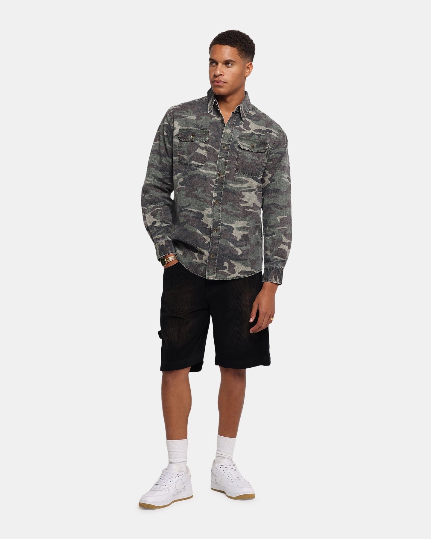 XXIII Corduroy Wash Jorts Black Elastic Band