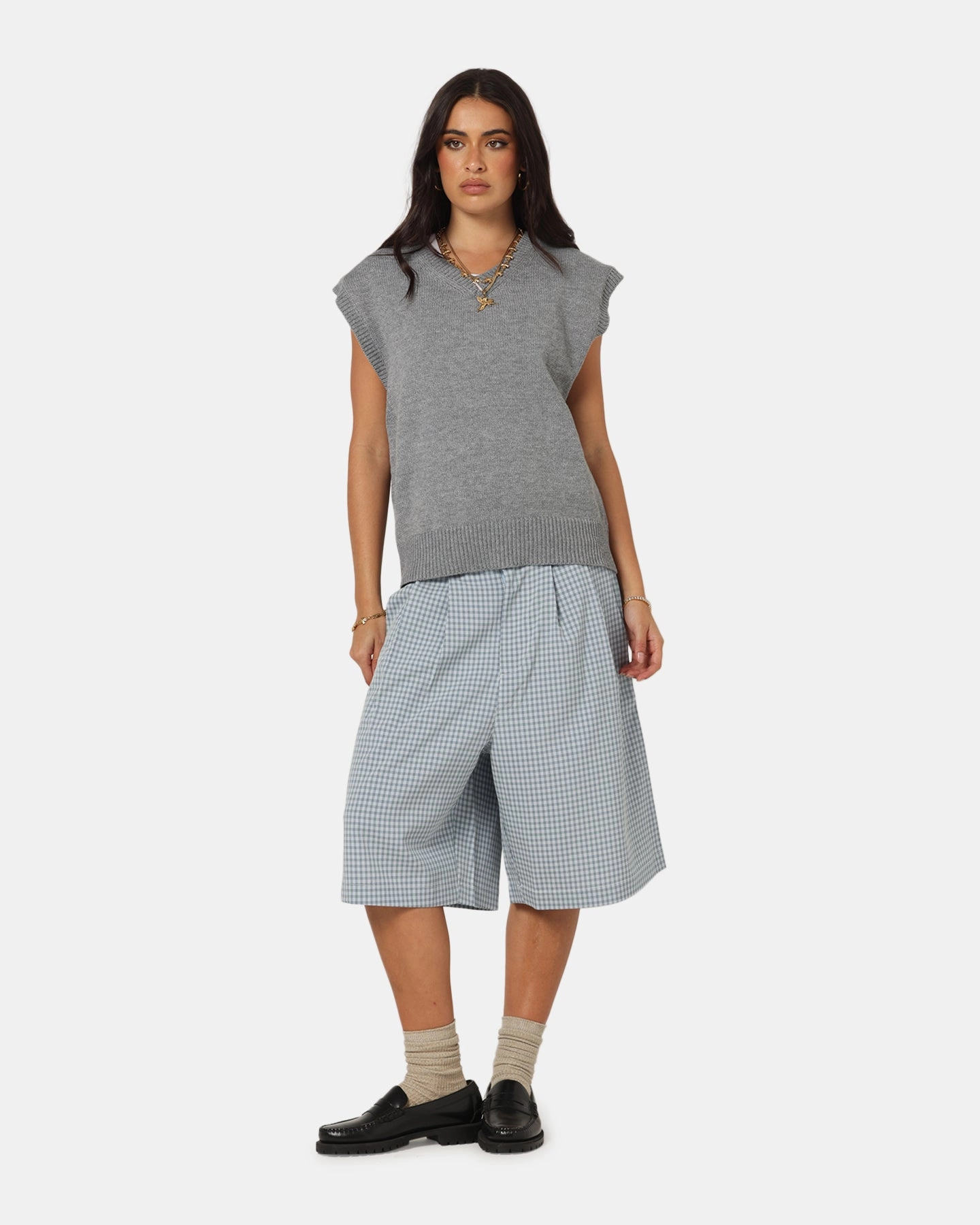 XXIII Cropped Sweater Vest Grey Wrinkle-Resistant Visa