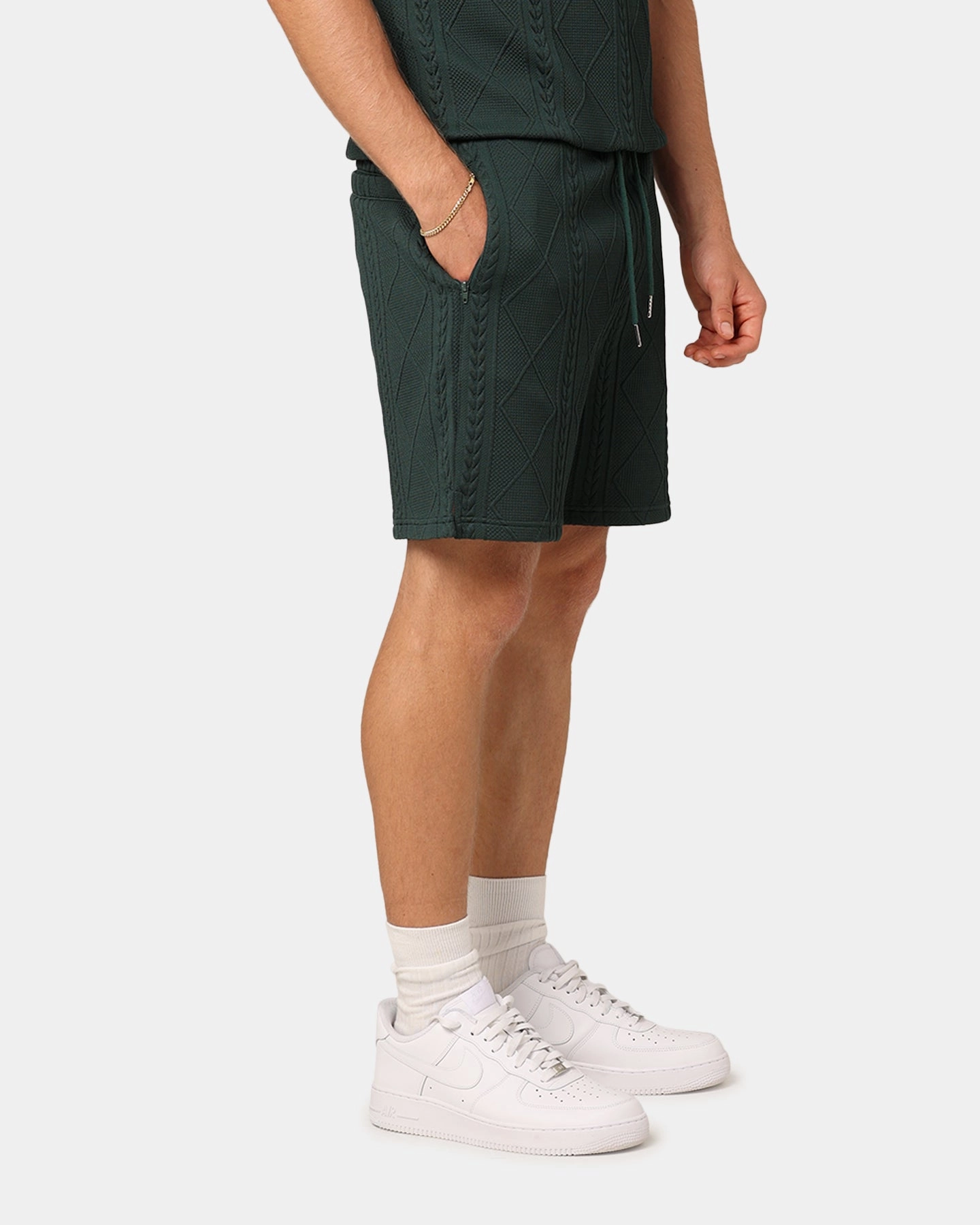 XXIII Danny Knit Shorts Deep Green Neutral Tones