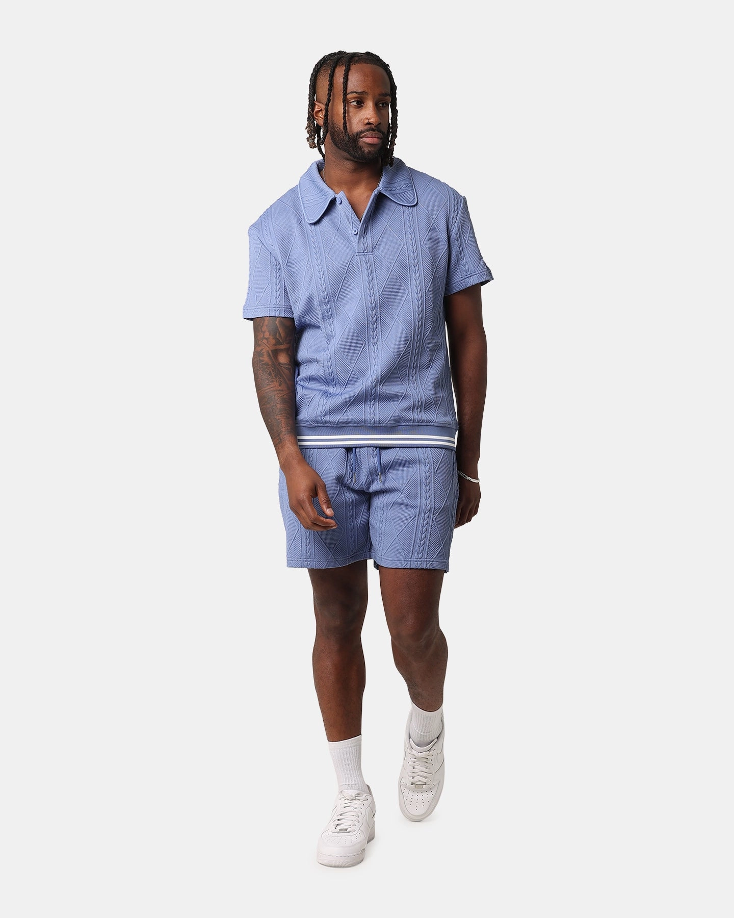 XXIII Danny Knit Shorts Floral Blue Floral Print Clean Lines