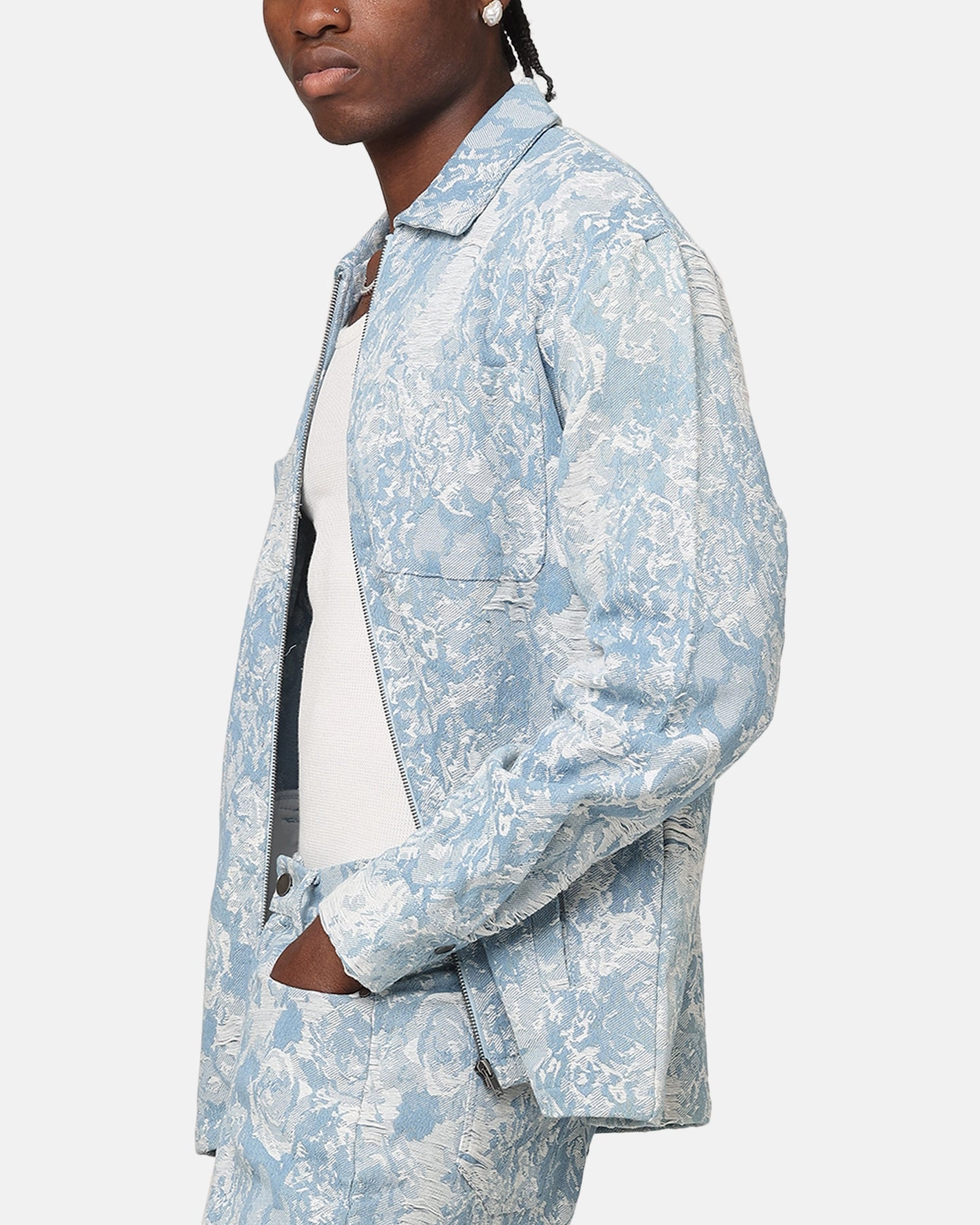 Reinforced Seams Outdoor Layer XXIII Denim Jacquard Jacket Pacific Blue