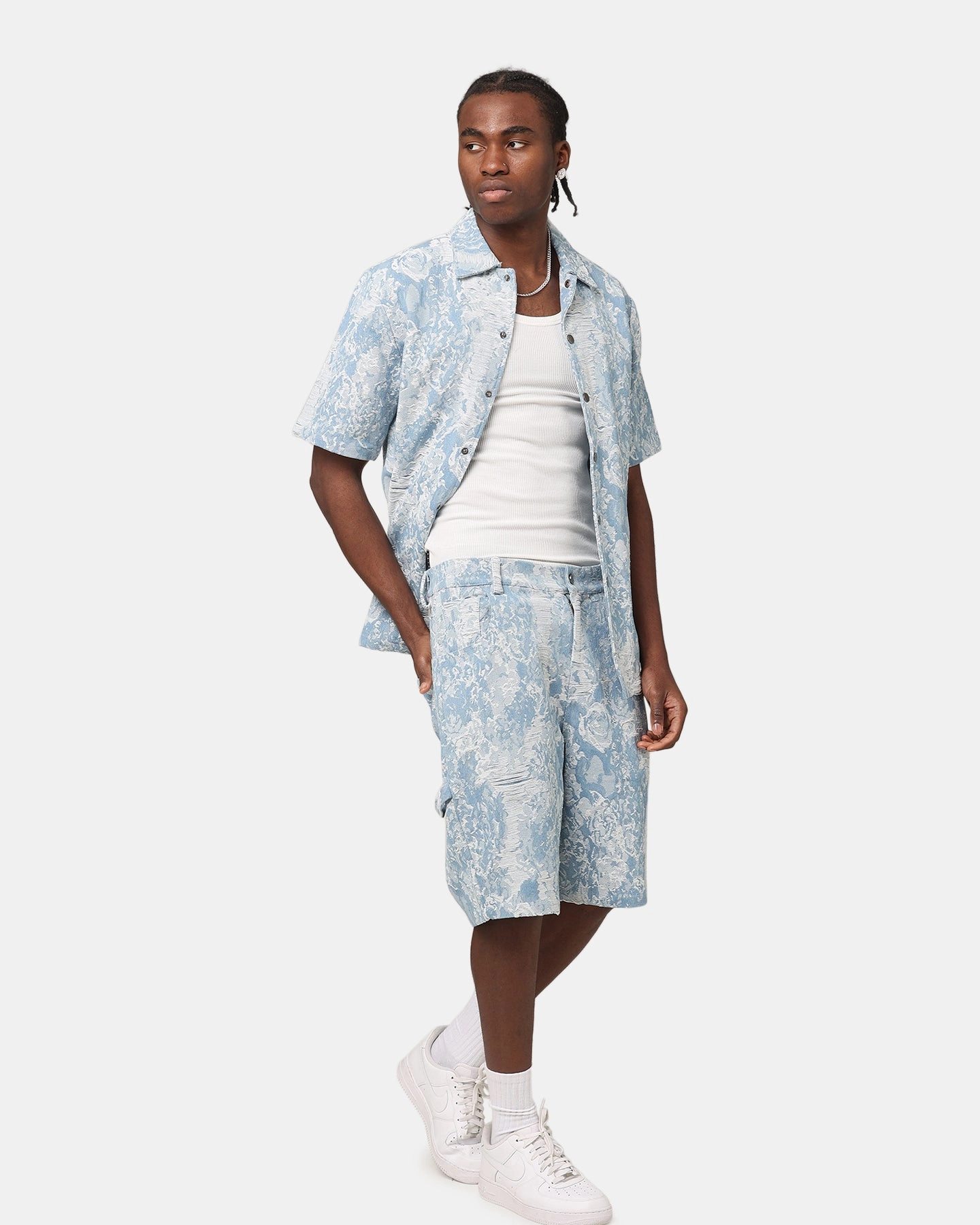 XXIII Denim Jacquard Shorts Pacific Blue Tactile Feedback Loops