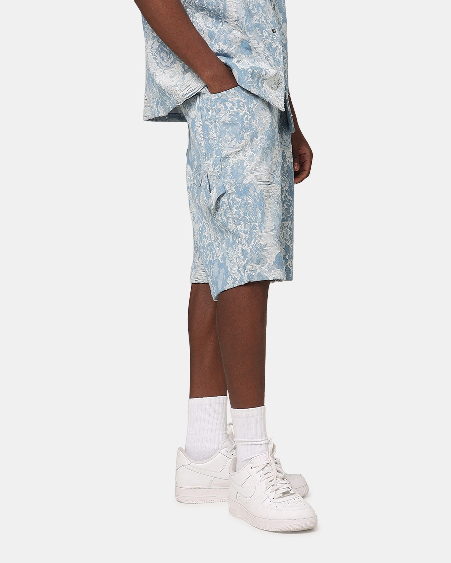 Balanced Design Poolside Wear XXIII Denim Jacquard Shorts Pacific Blue